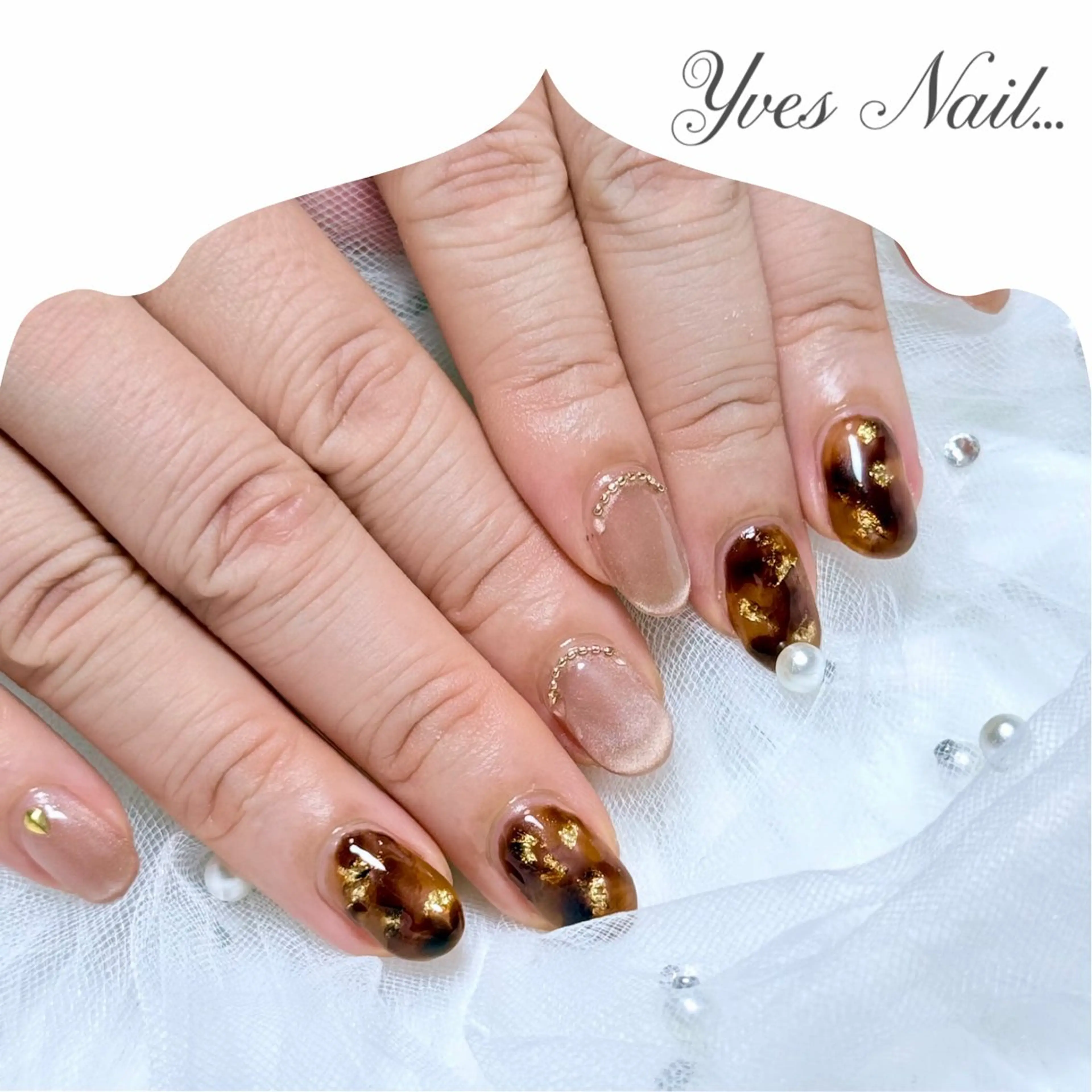 ネイル べっ甲ネイル マグネットネイル 冬ネイル ハンドネイル kanno yのネイルデザイン