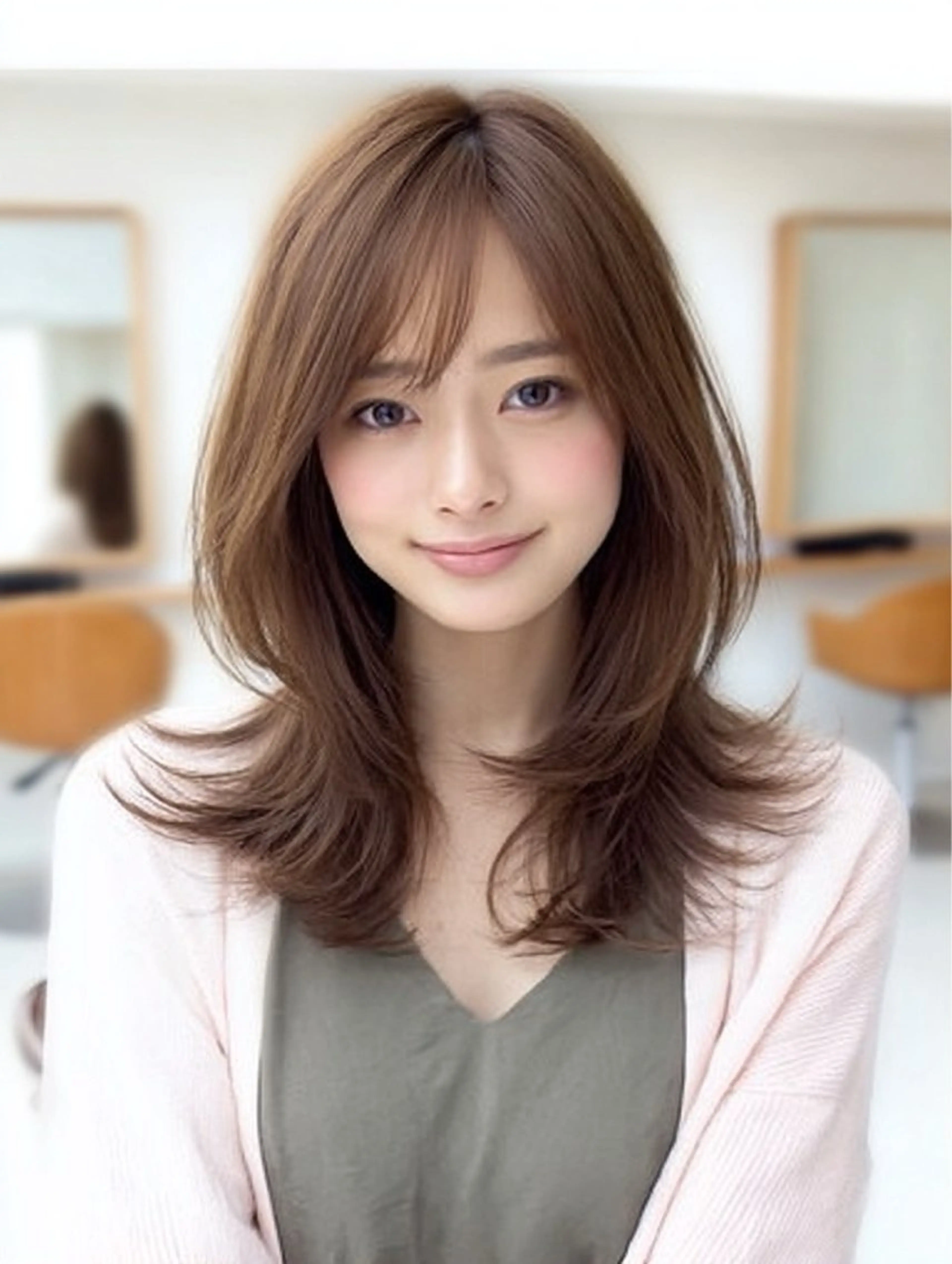 セミロング セミロングパーマ ハイレイヤー 韓国風ヘア レイヤーカット カット ヘアカラー トリートメント ✨毛髪診断で絶対綺麗 ✨美髪艶髪専門✨高浪のヘアスタイル