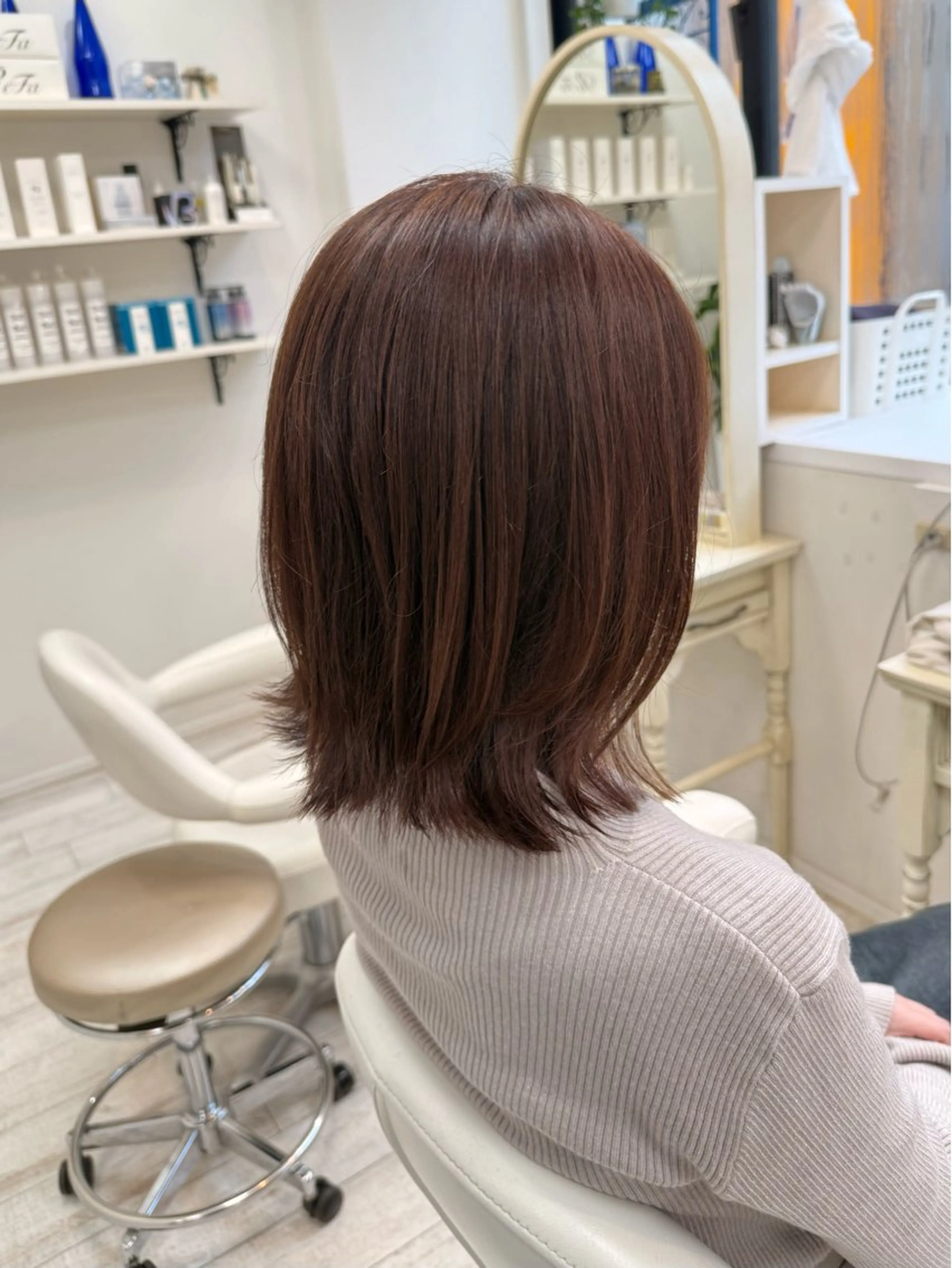 ミディアム オレンジブラウン ヘアカラー 新籾 尚哉のヘアスタイル