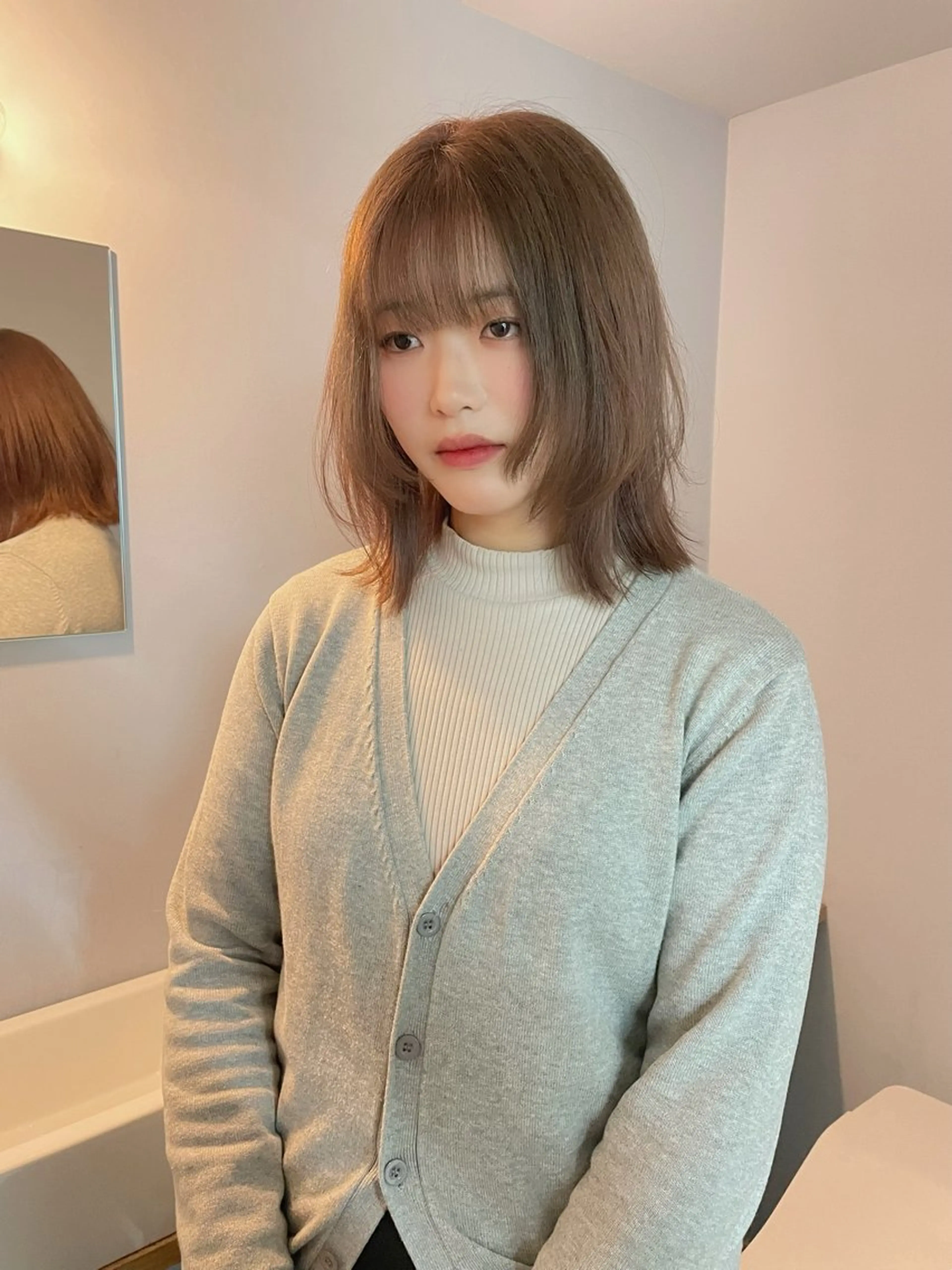 ミディアム カラー ヘアカラー カットモデル/ ハイトーン/ゆうあのヘアスタイル