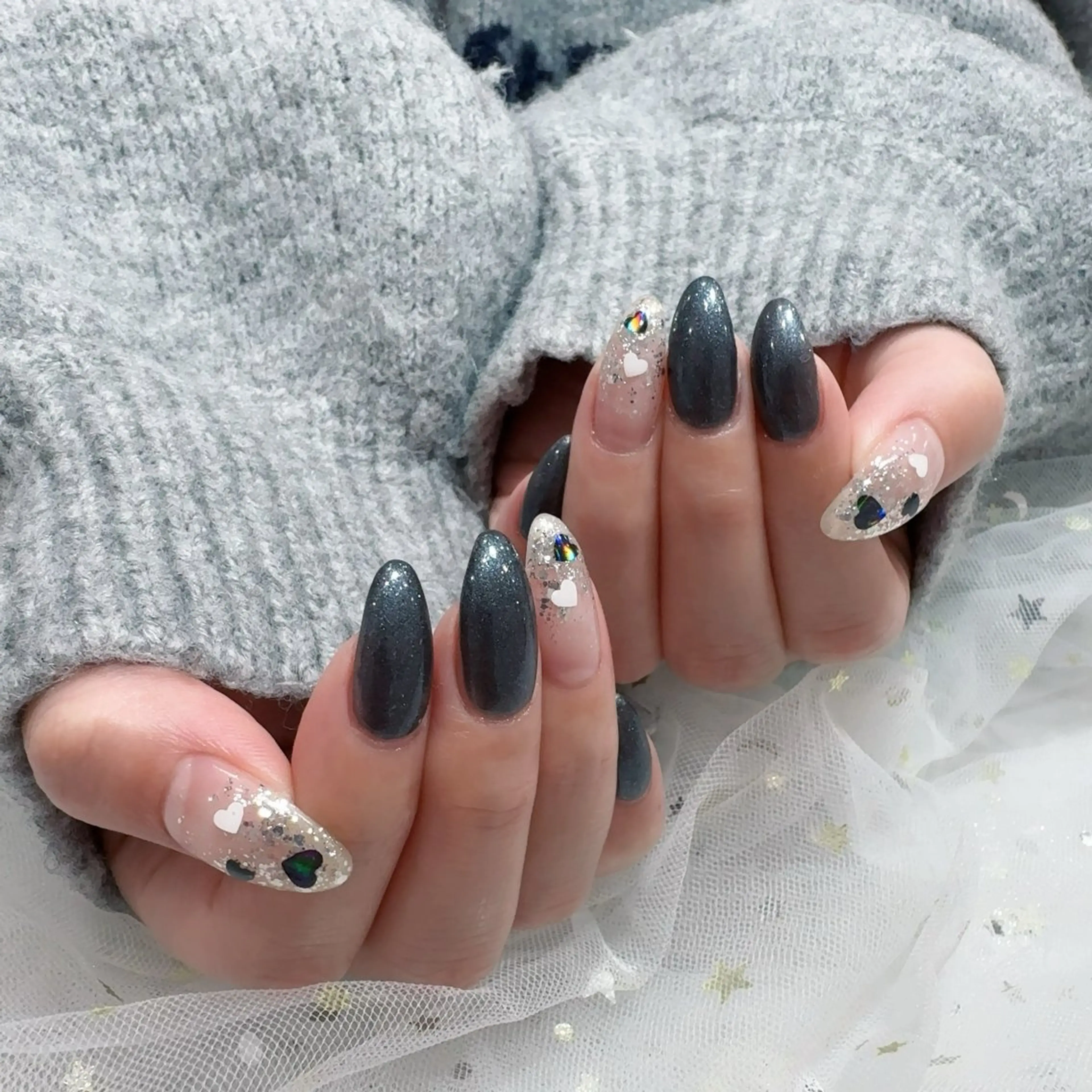 ネイル アートネイル フラッシュネイル フレンチネイル ジェルネイル ガラスフレンチ ハンドネイル You&Me Yukiのネイルデザイン