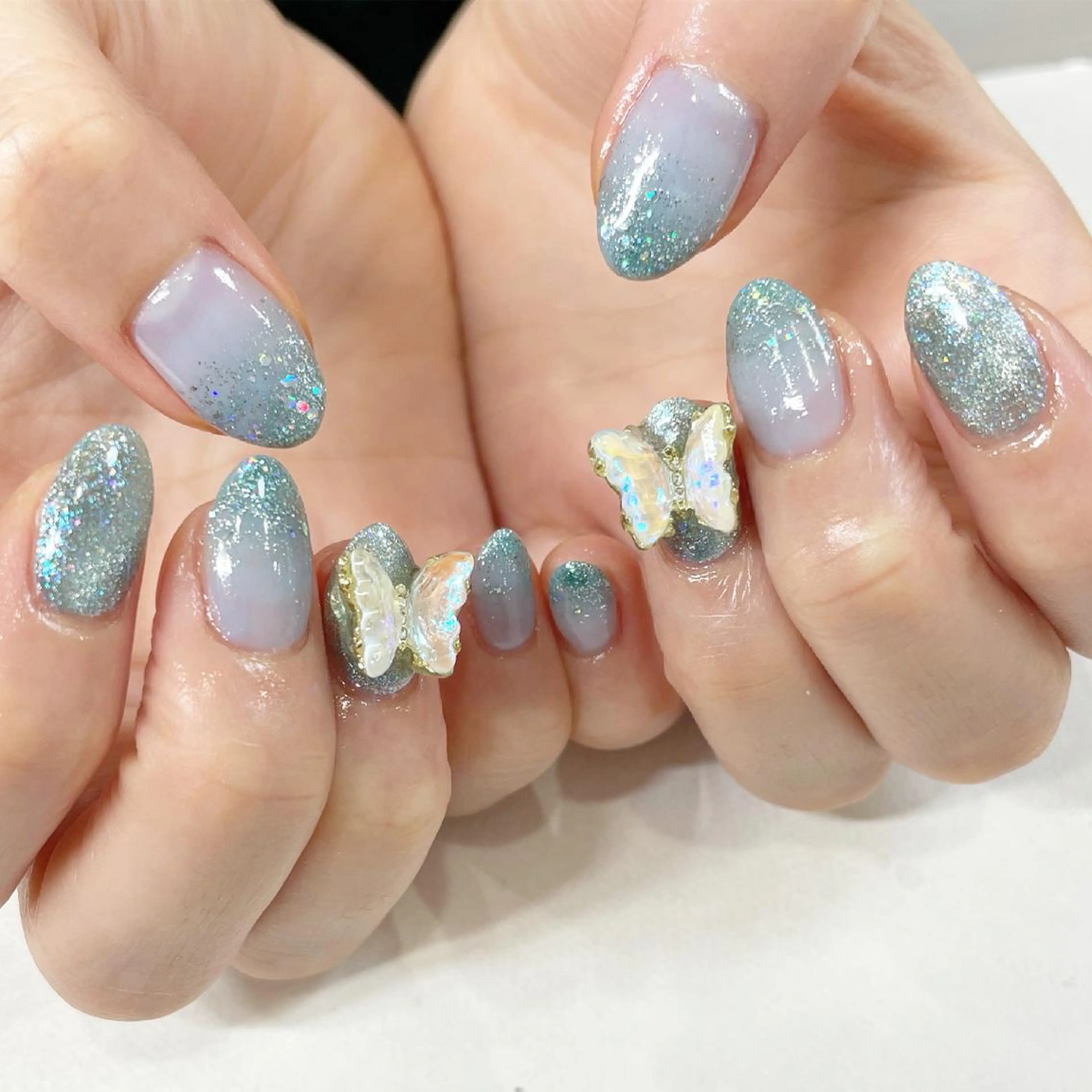 ネイル ブルー ハンドネイル フットネイル Minami 🍓のネイルデザイン