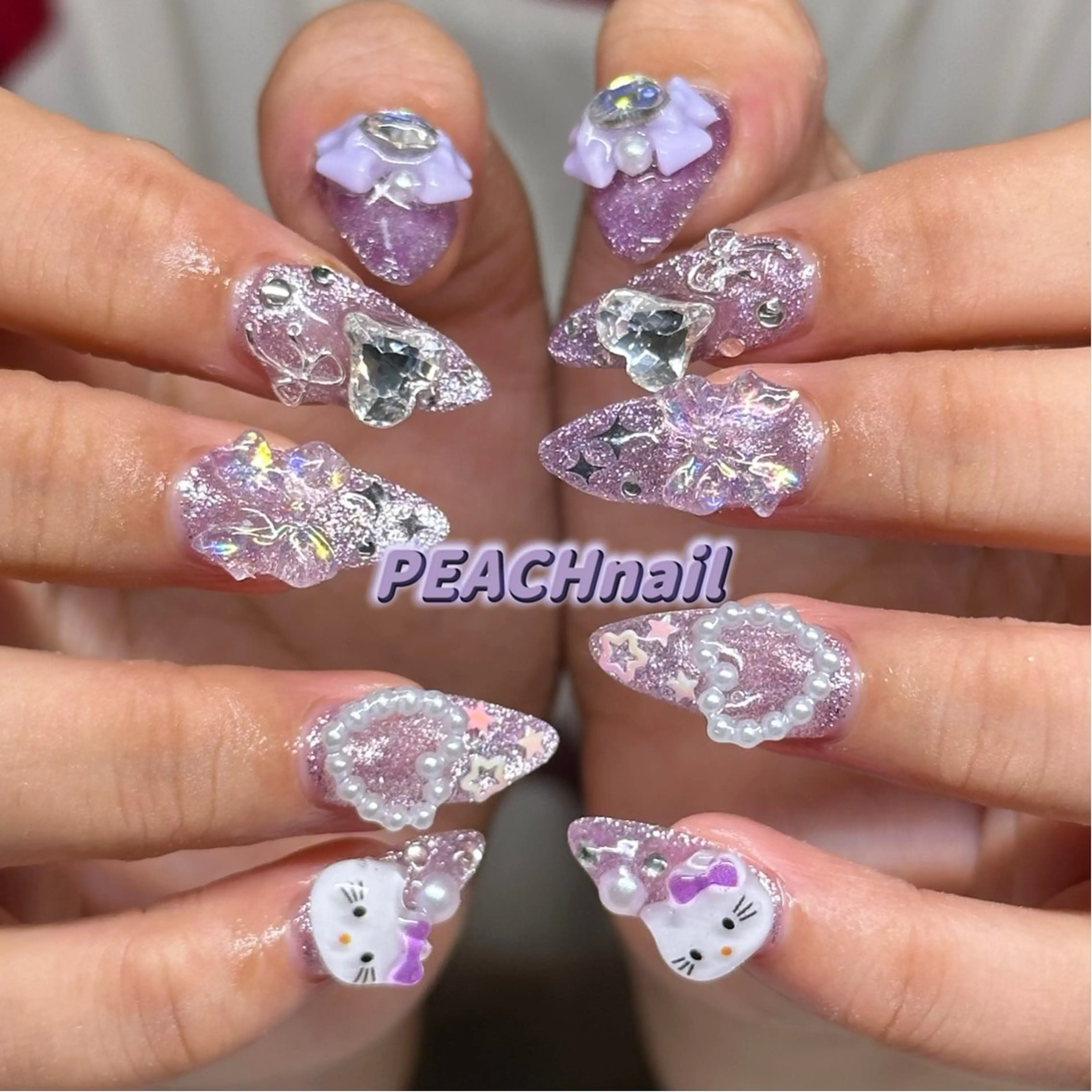 ネイル ハロウィン キラキラネイル マグネットネイル PEACH nailのネイルデザイン