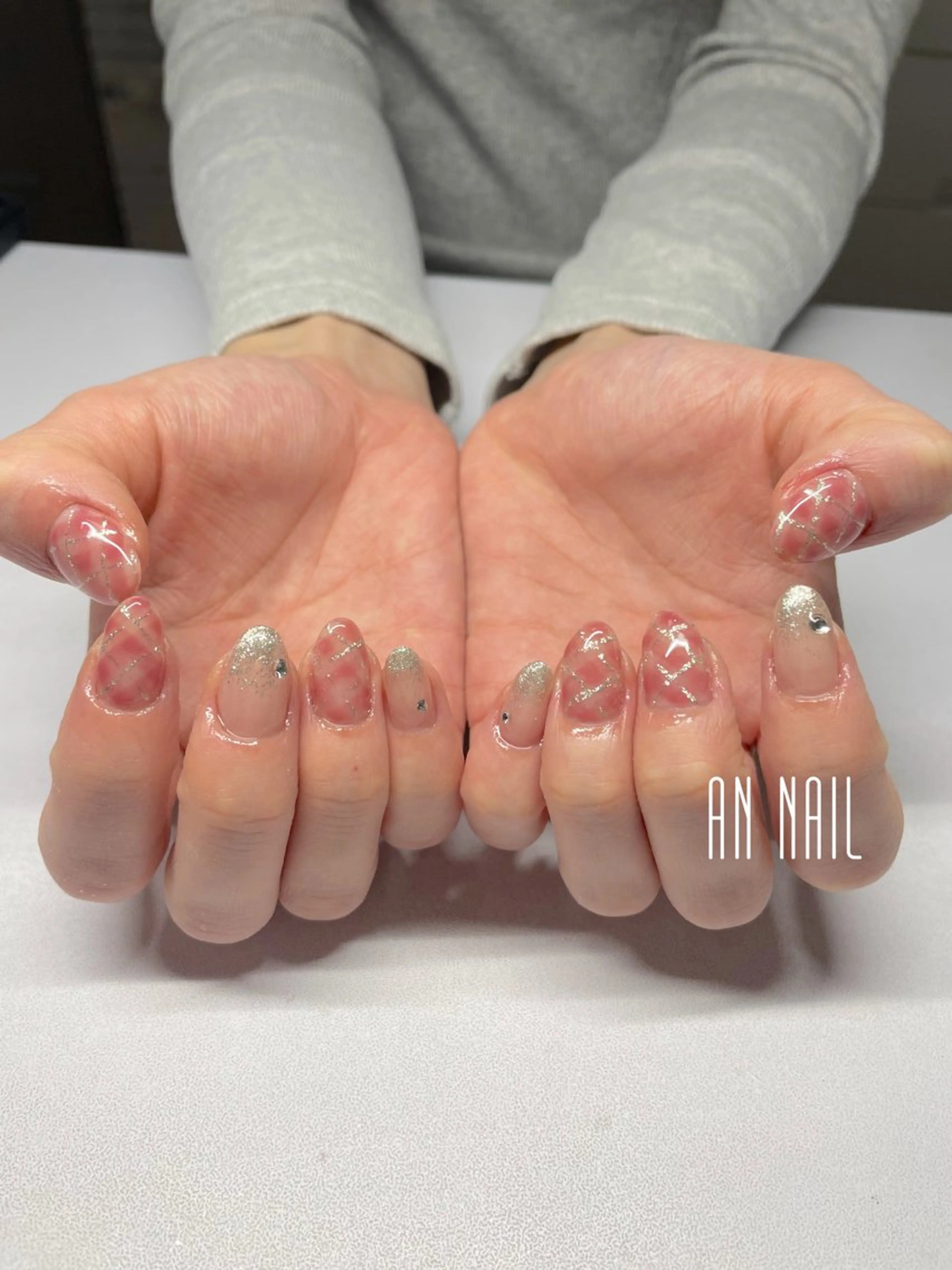 ネイル 持ち込み ピンク ハンドネイル AN Nailのネイルデザイン