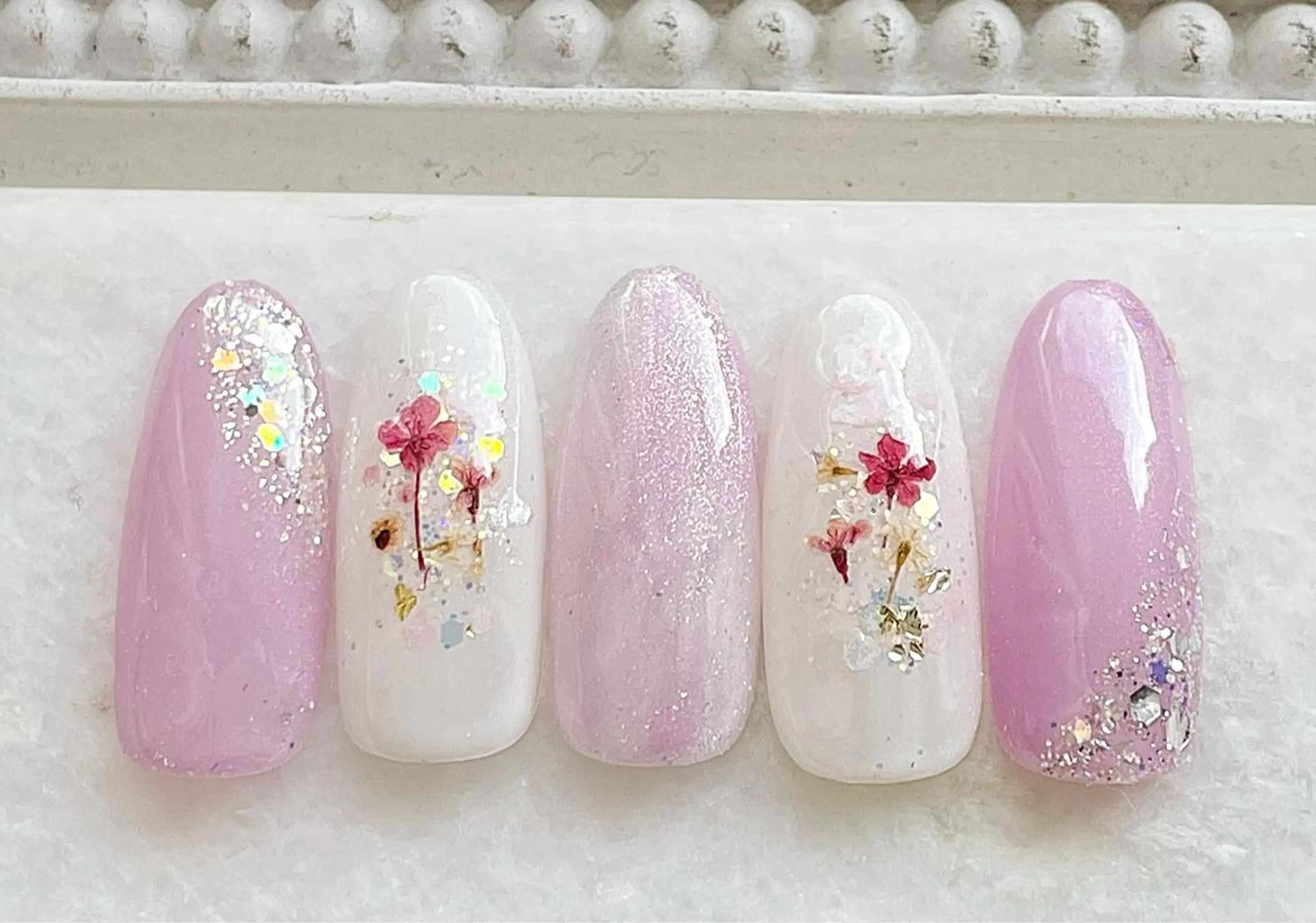 ネイル ジェルネイル パラジェル 春ネイル ハンドネイル Satomi  のネイルデザイン