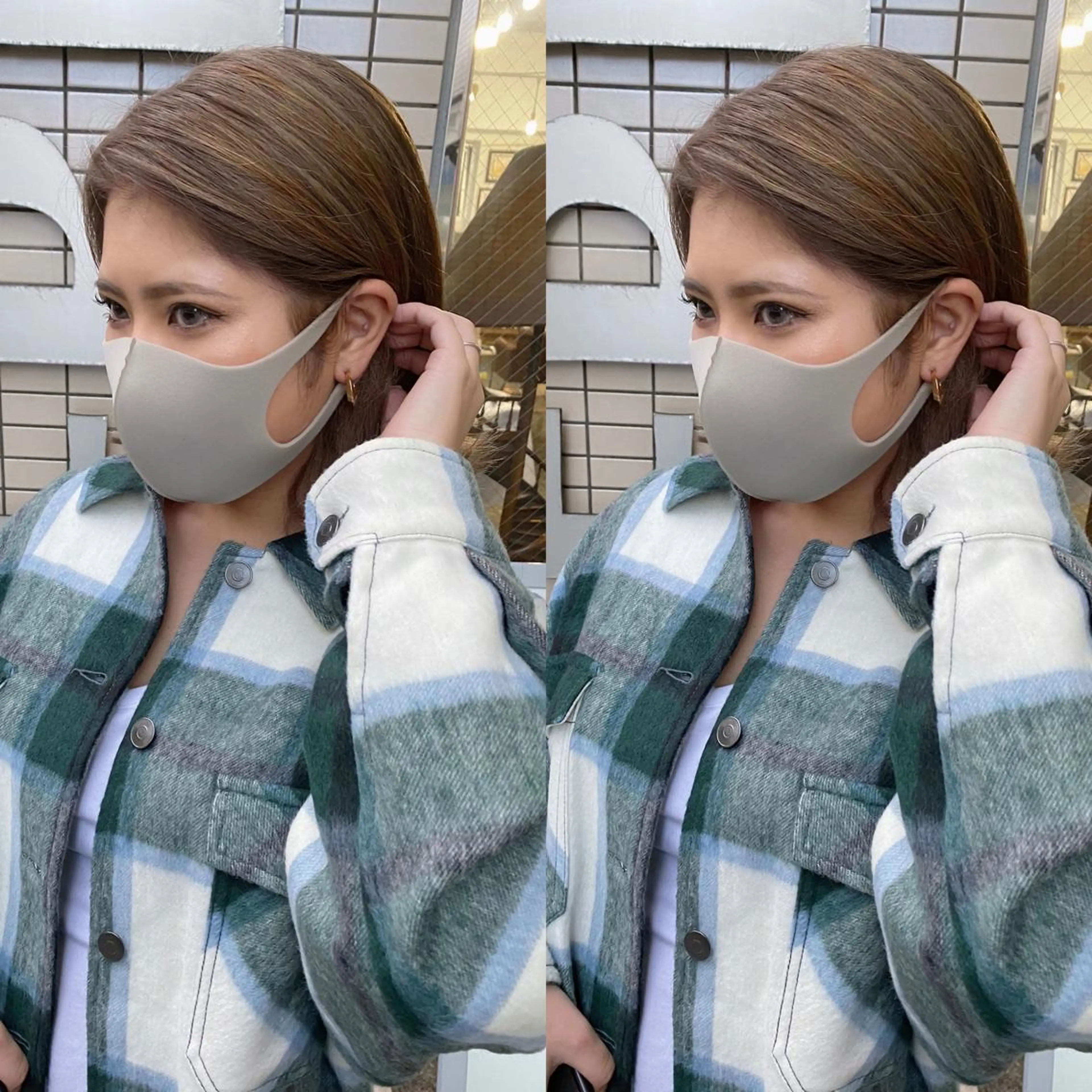 ミディアム カラー バレイヤージュ ブリーチ ブロンド ダブルカラー イヤリングカラー ヘアカラー モモカ/ハイトーン /バレイヤージュのヘアスタイル