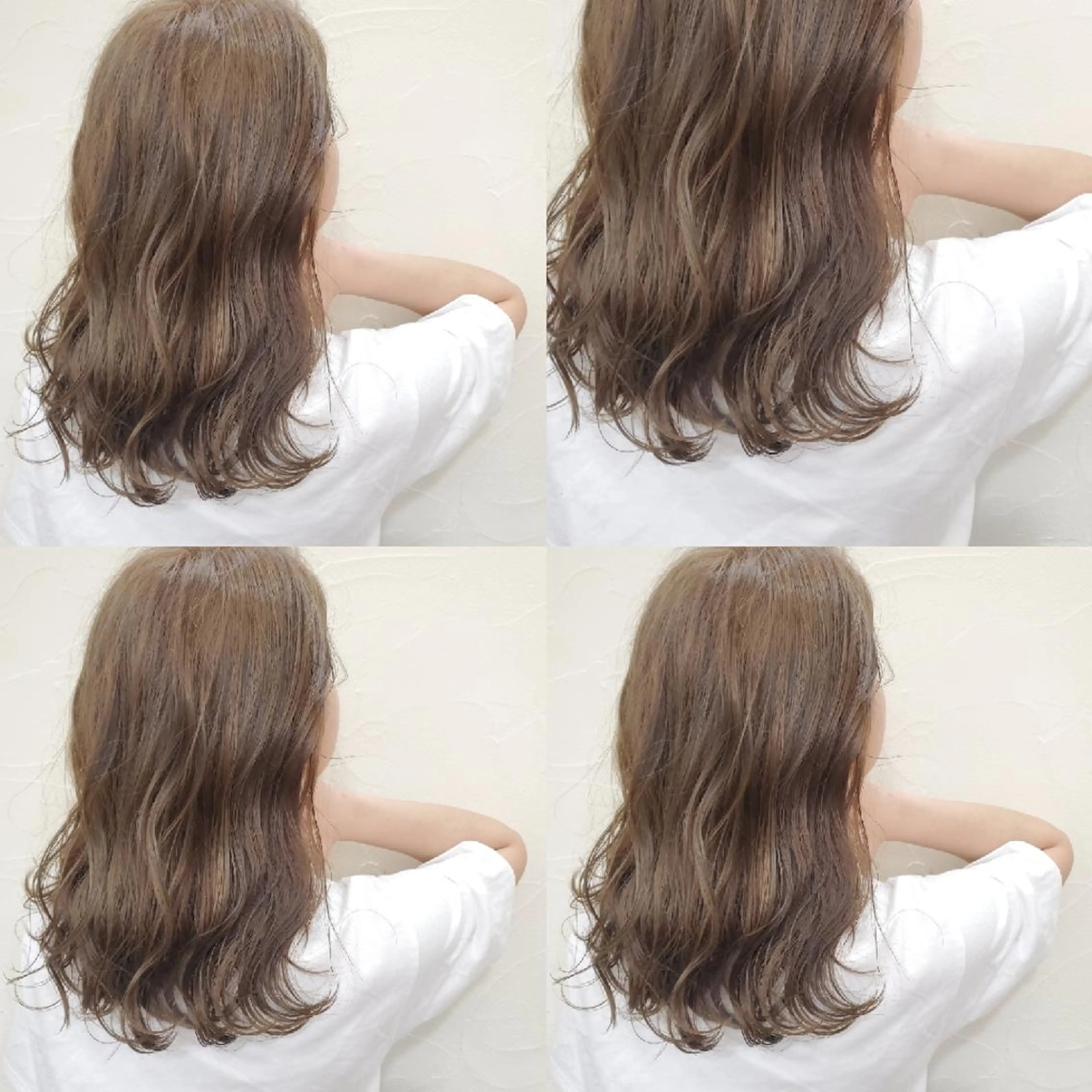 ミディアム カラー ヘアカラー ツヤ髪✨縮毛矯正 ハイトーンカラーのヘアスタイル