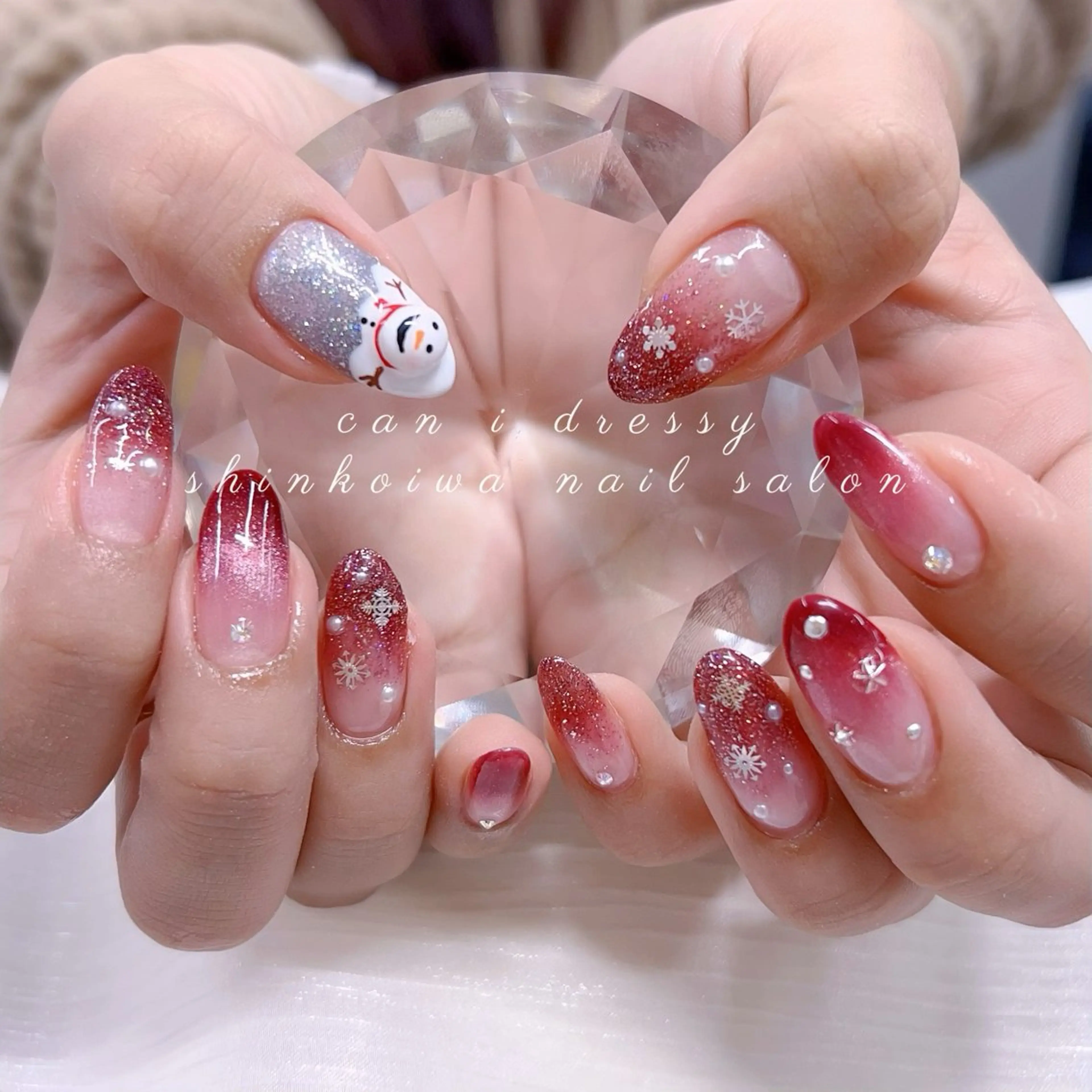 ネイル アートネイル マグネットネイル 赤色 ハンドネイル キャンアイドレッシー 新小岩のネイルデザイン