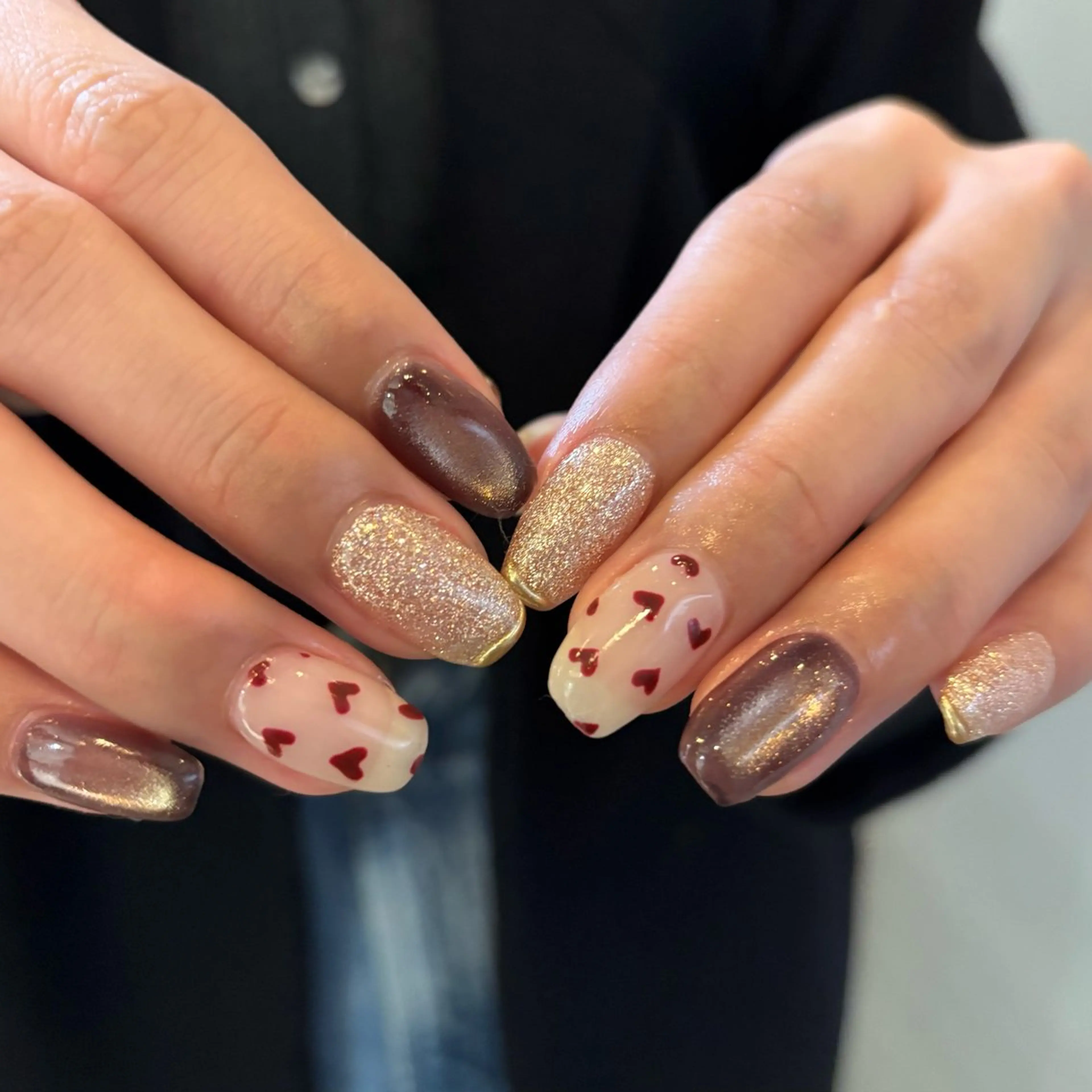 ネイル ハート バレンタイン ハンドネイル N° nail_ fuyukaのネイルデザイン