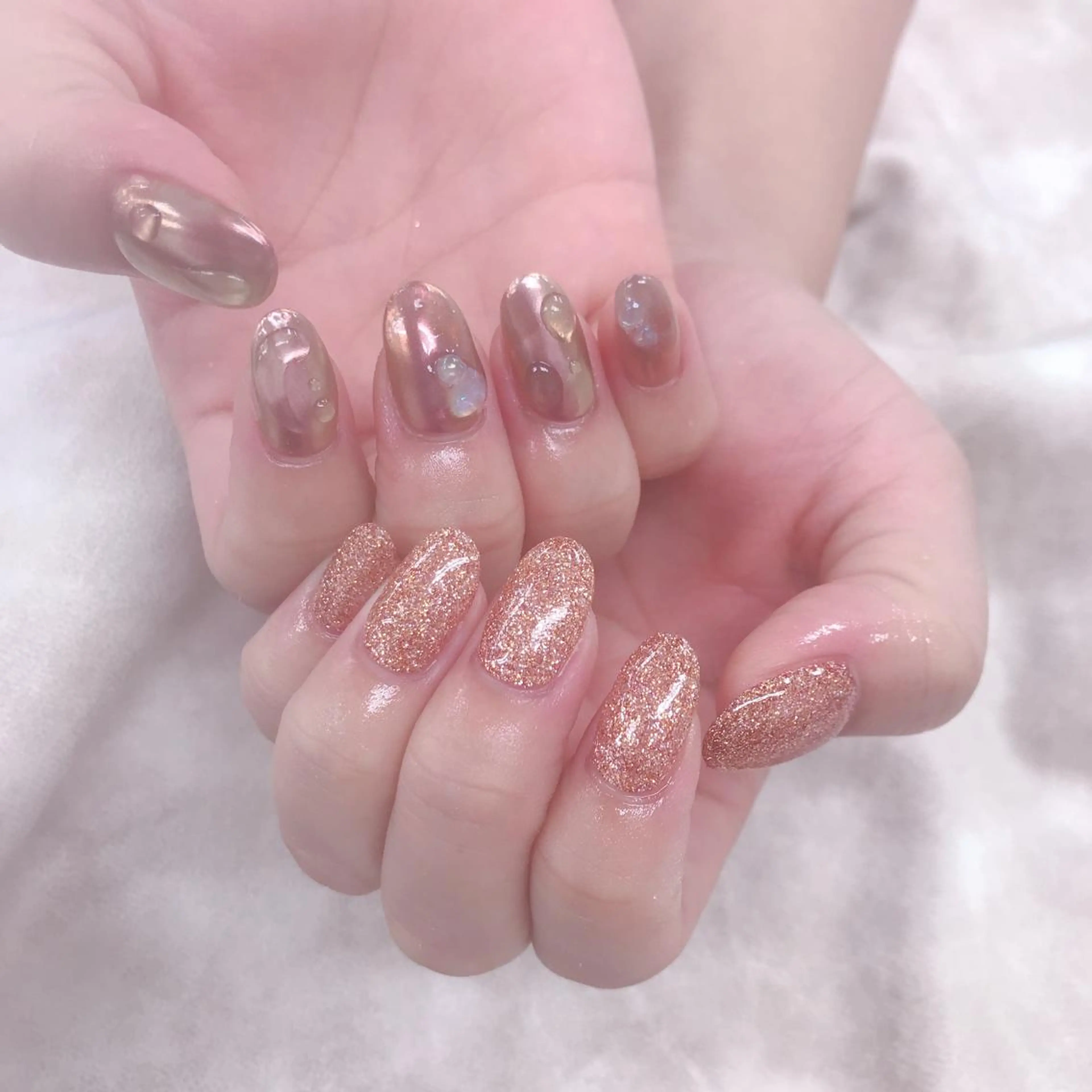 ネイル ラメ(グリッター) ミラーネイル ネイリスト あこのネイルデザイン