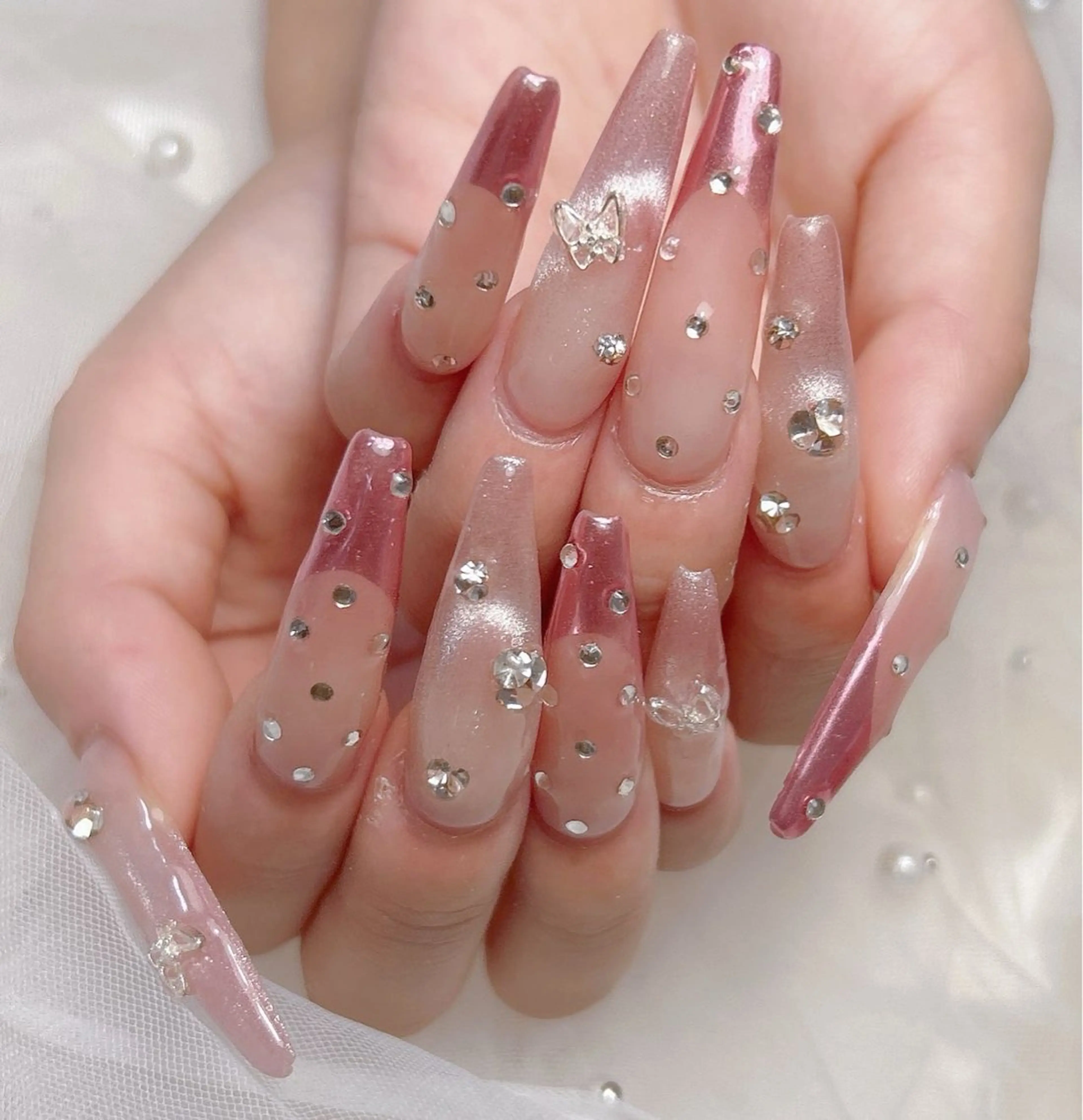 ネイル 長さ出し フレンチネイル ミラーネイル U·Mi nail salon所属・U·MI 上野御徒町店のネイルデザイン