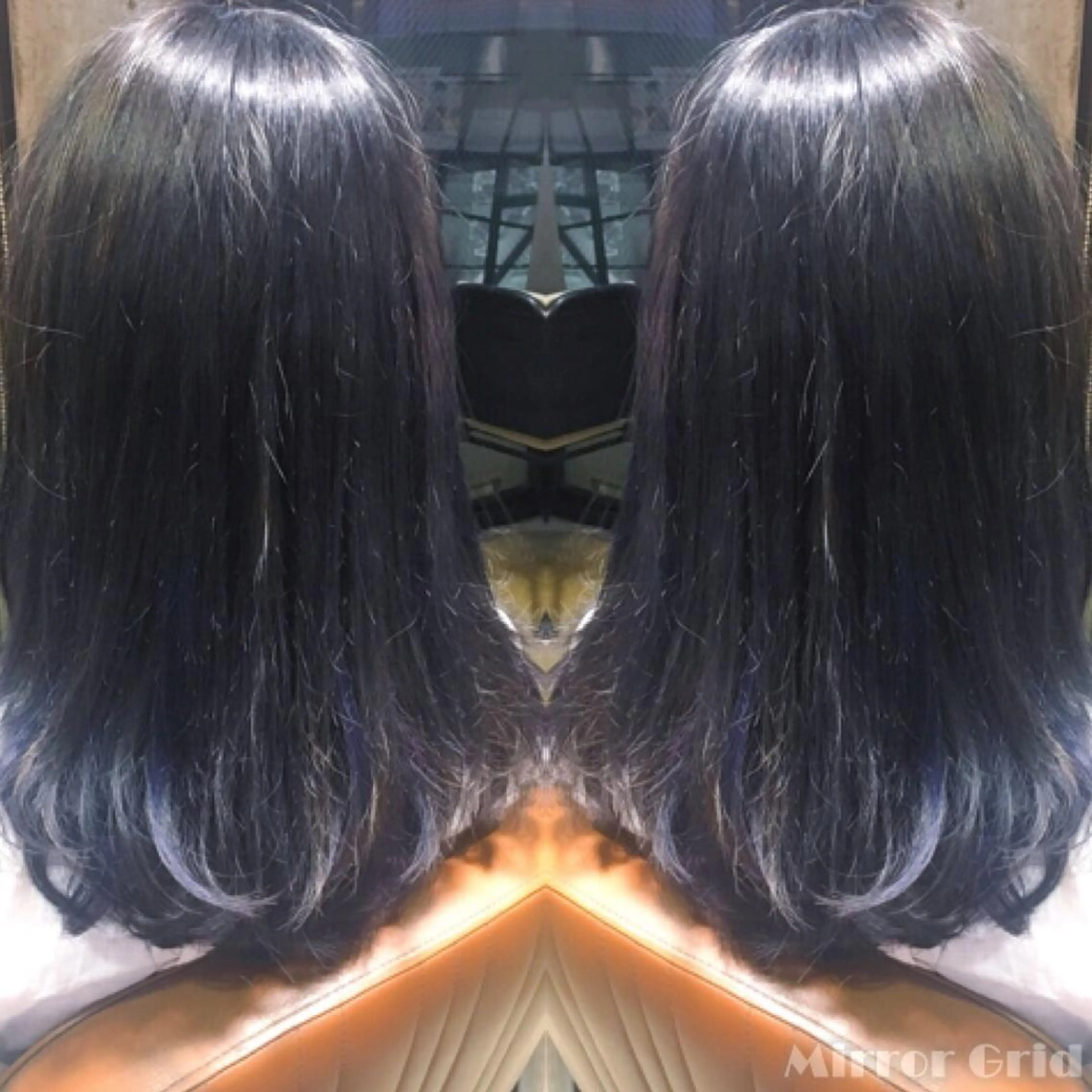 セミロング カラー ブルーカラー ダークグレー ダブルカラー ハイライトカラー ハイライト 北條 優輝のヘアスタイル