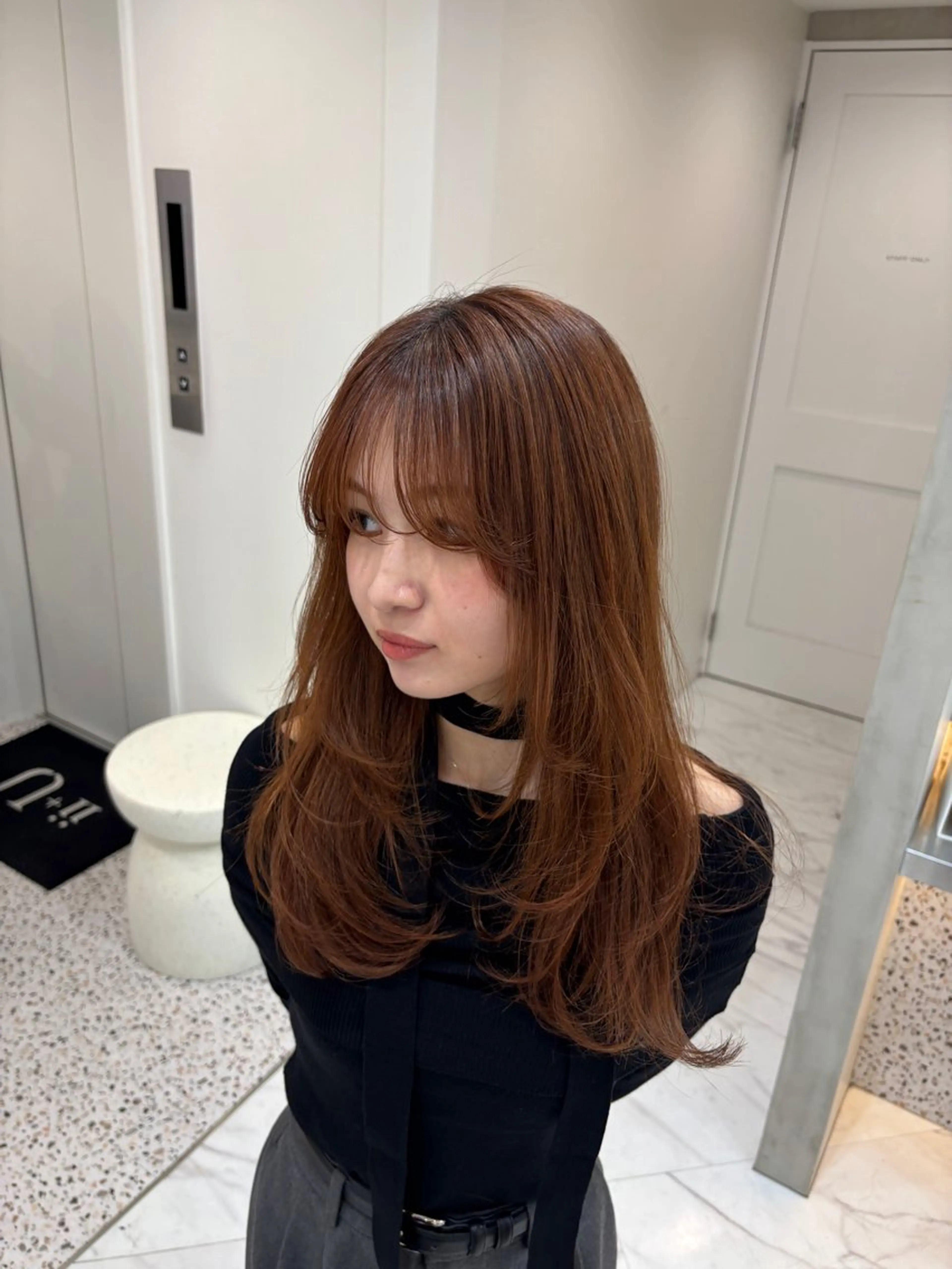 ロング 顔周りカット レイヤーカット レイヤーカット×暖色 カラー🎀ASAKAのヘアスタイル