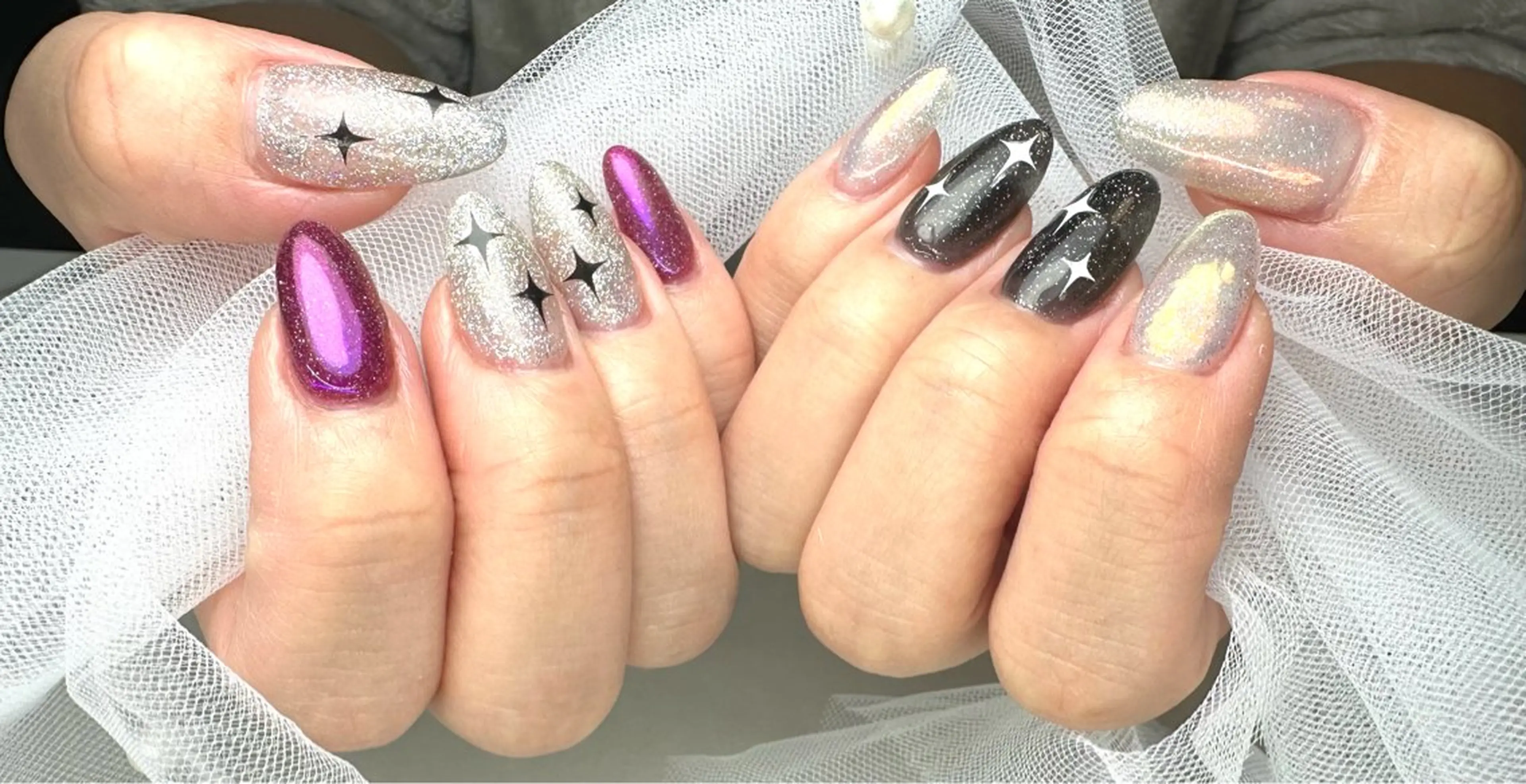 ネイル オーロラネイル フラッシュネイル ラメ(グリッター) ミラーネイル Nailist Erikaのネイルデザイン