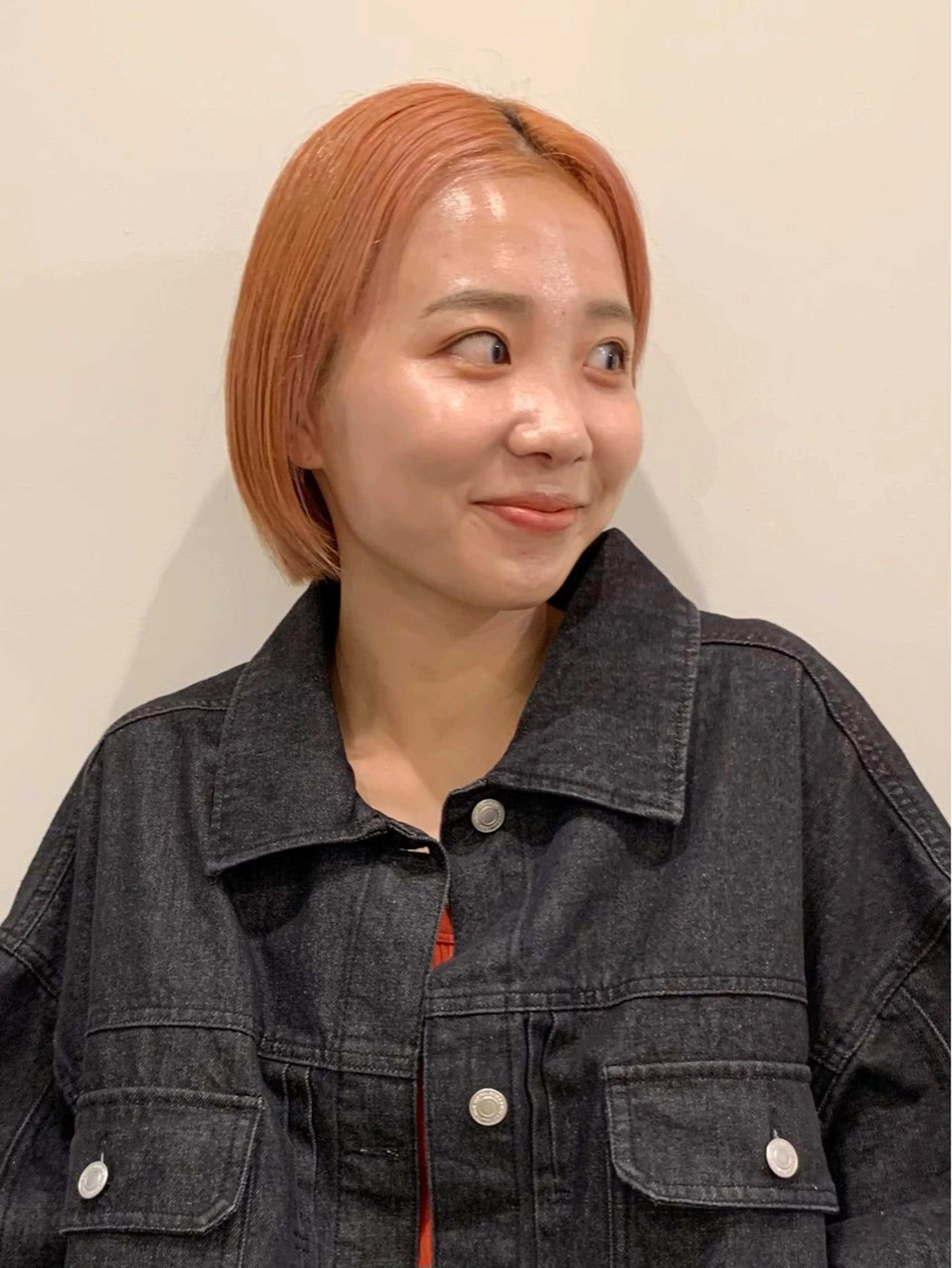 ミディアム カラー オレンジ ヘアカラー 落合希 Olivebeigeのヘアスタイル