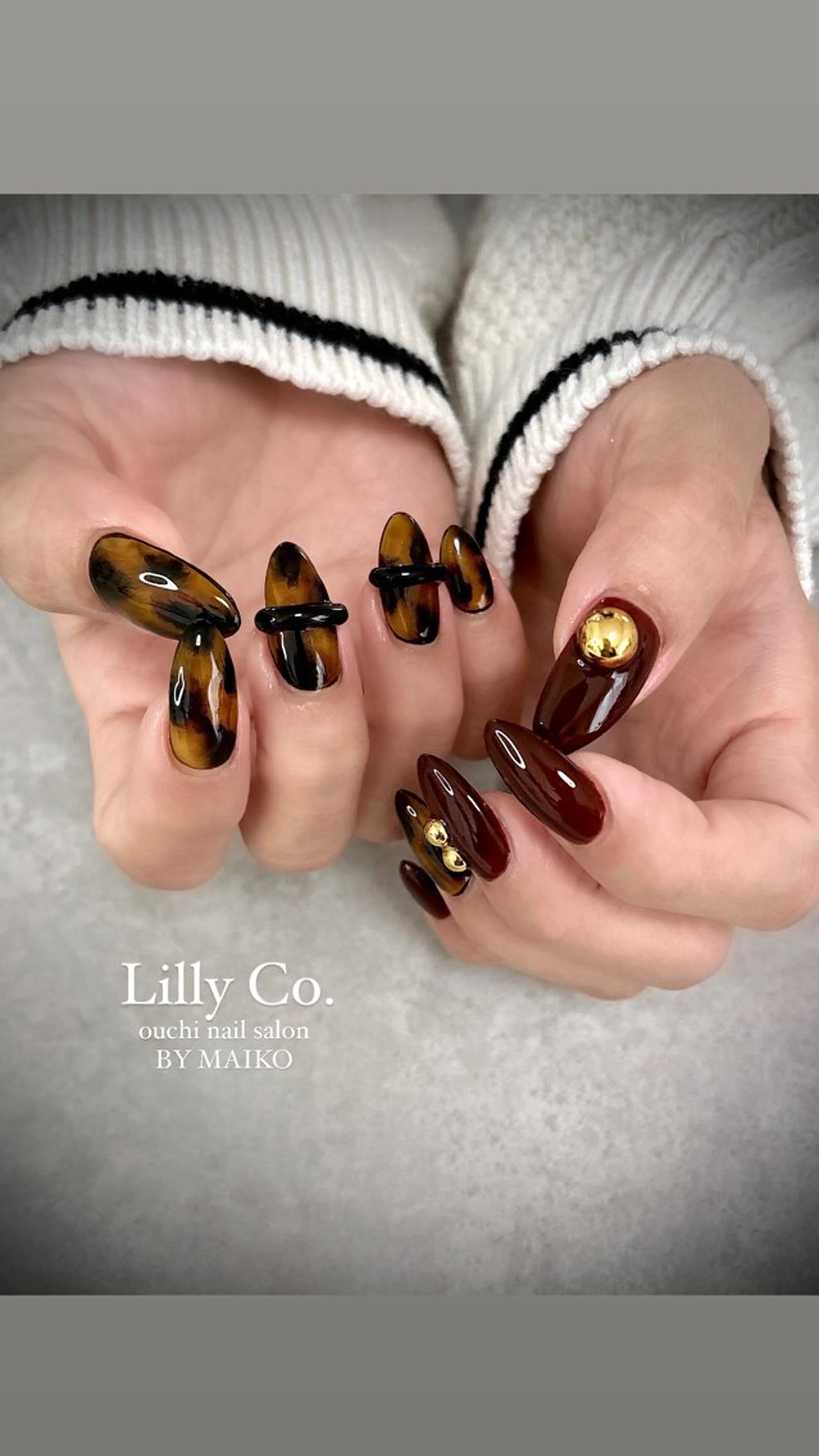 ネイル べっ甲ネイル ハンドネイル ハンドケア Lilly Co.のネイルデザイン