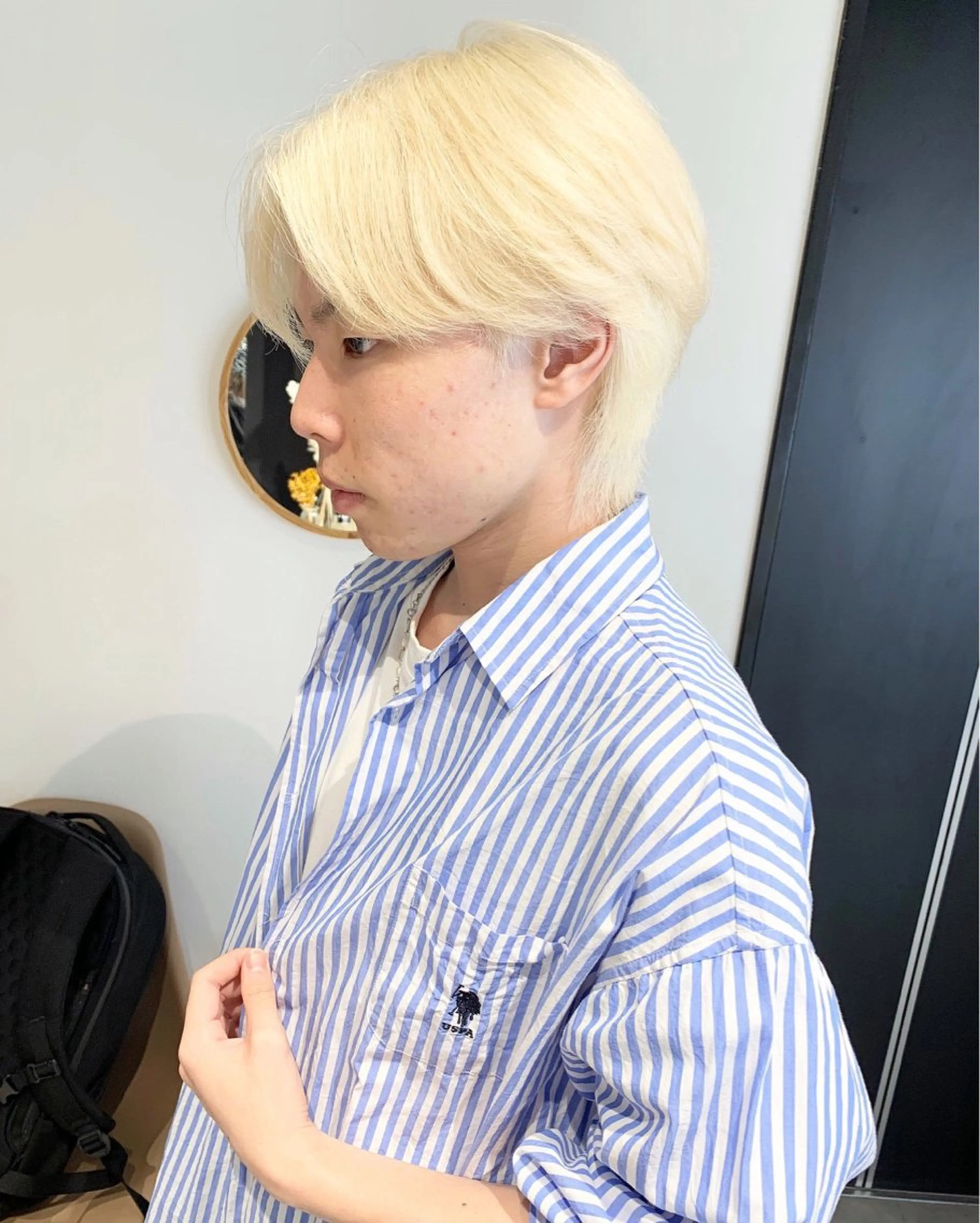 カラー kanta 梅田 韓国ハイトーンのヘアスタイル