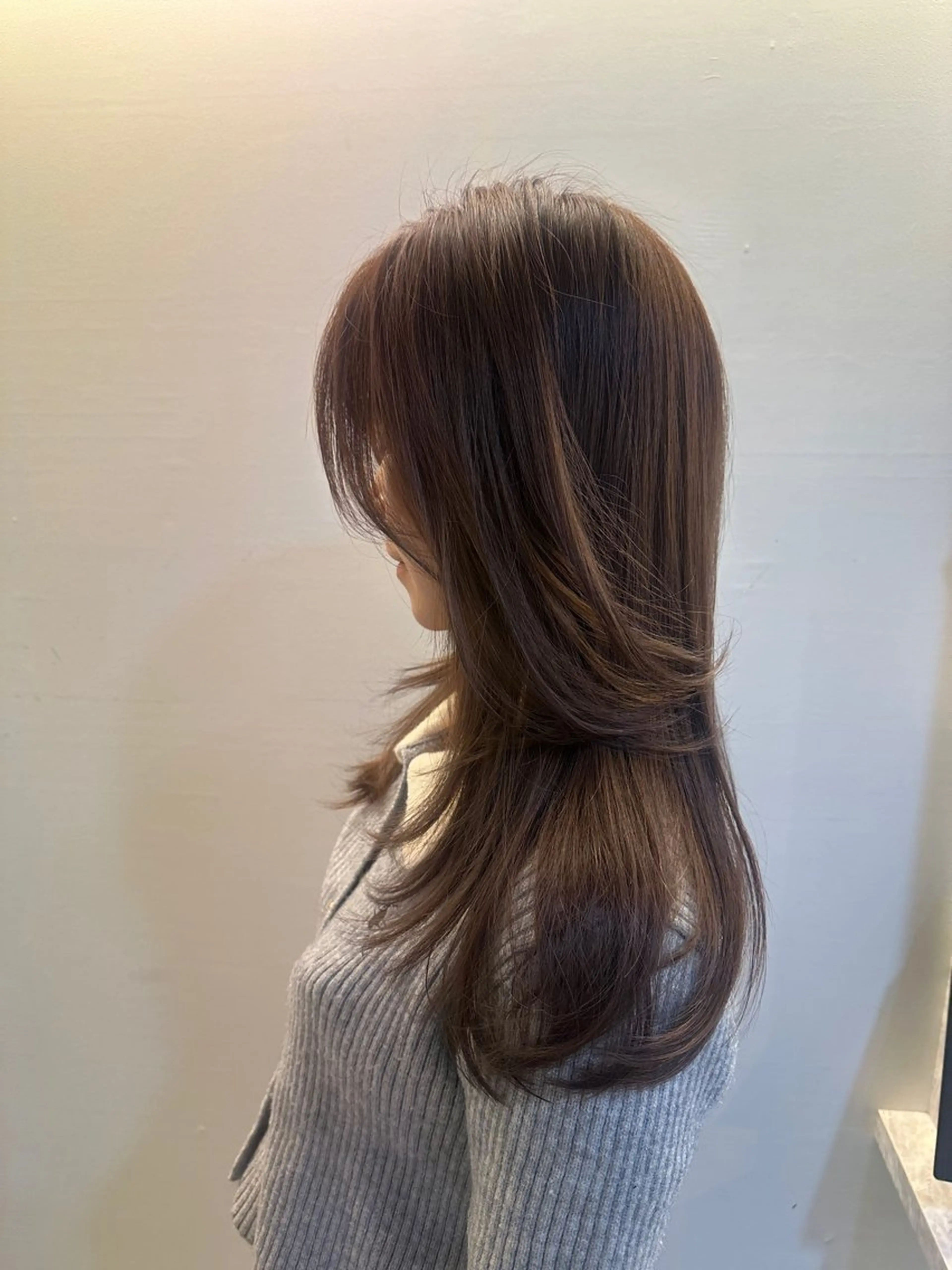 ロング カラー ブラウンカラー ショコラブラウン カット ヘアカラー トリートメント 心斎橋/縮毛矯正 /ブリーなしWカラーのヘアスタイル