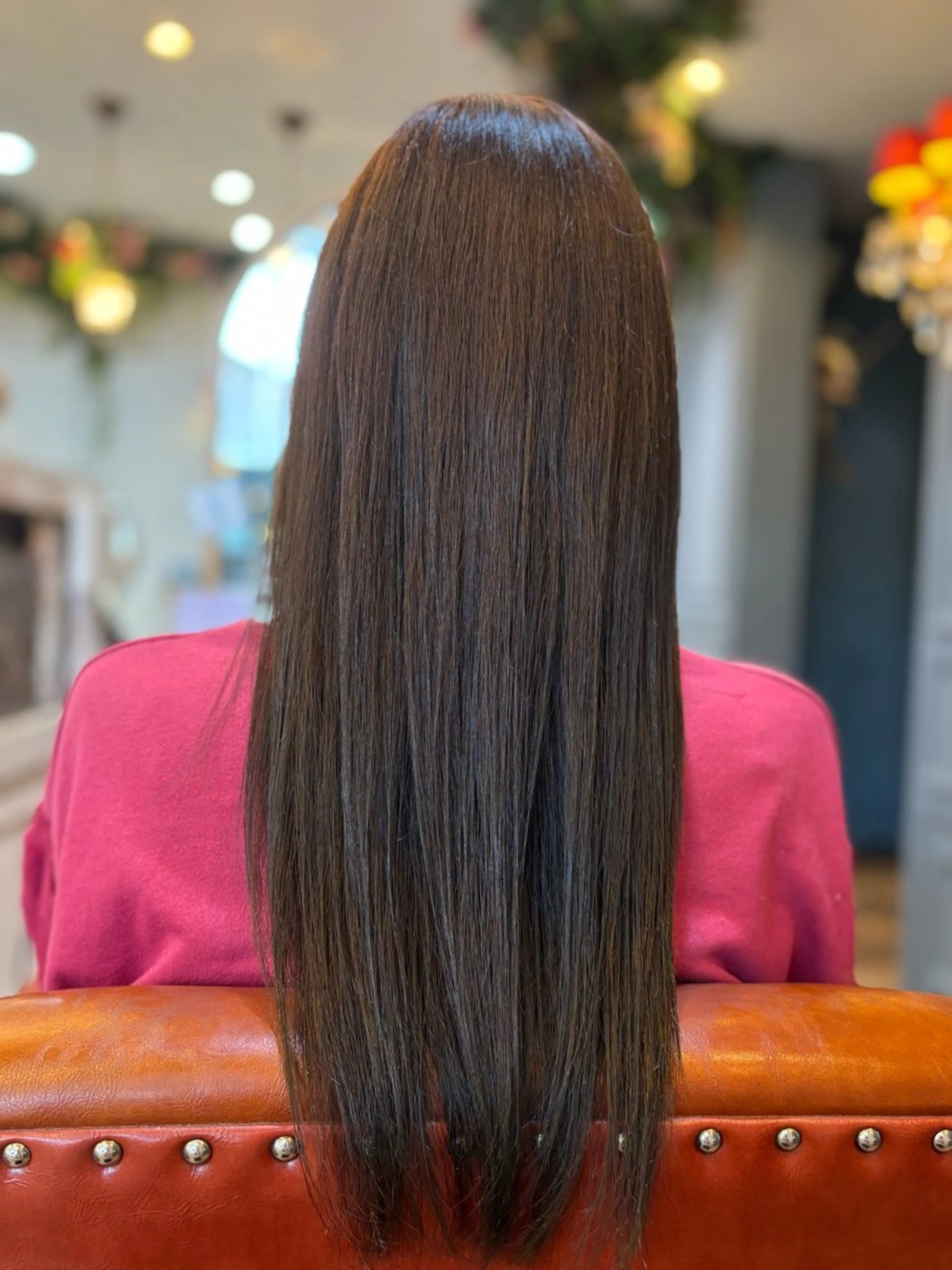 セミロング カラー ヘアアレンジ オリーブグレー オレンジ トリートメント GLanz 朱蒙のヘアスタイル