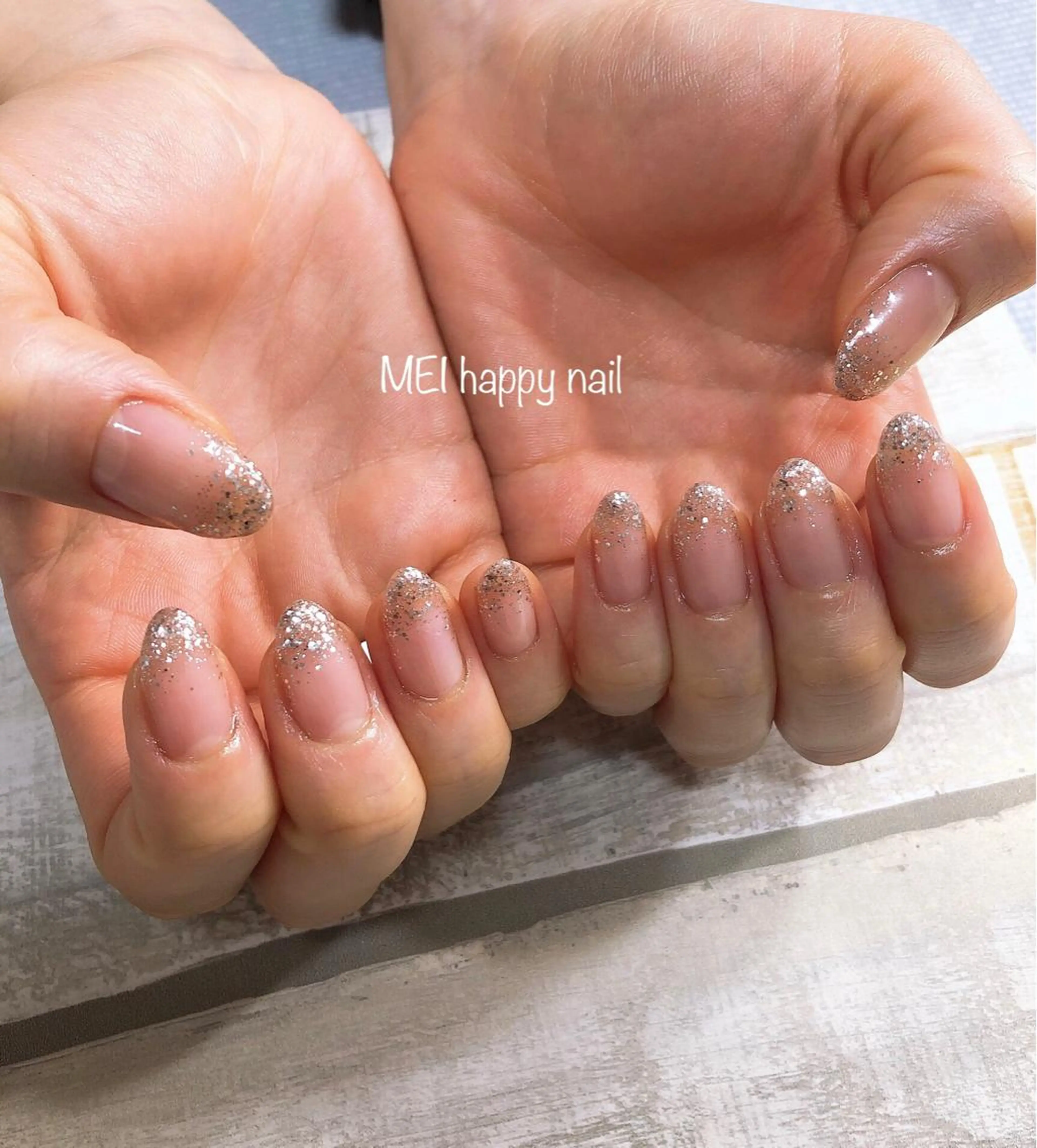 ネイル ラメ(グリッター) ラメグラデーション ニュアンスネイル 北浦和 自爪育成ケアのネイルデザイン