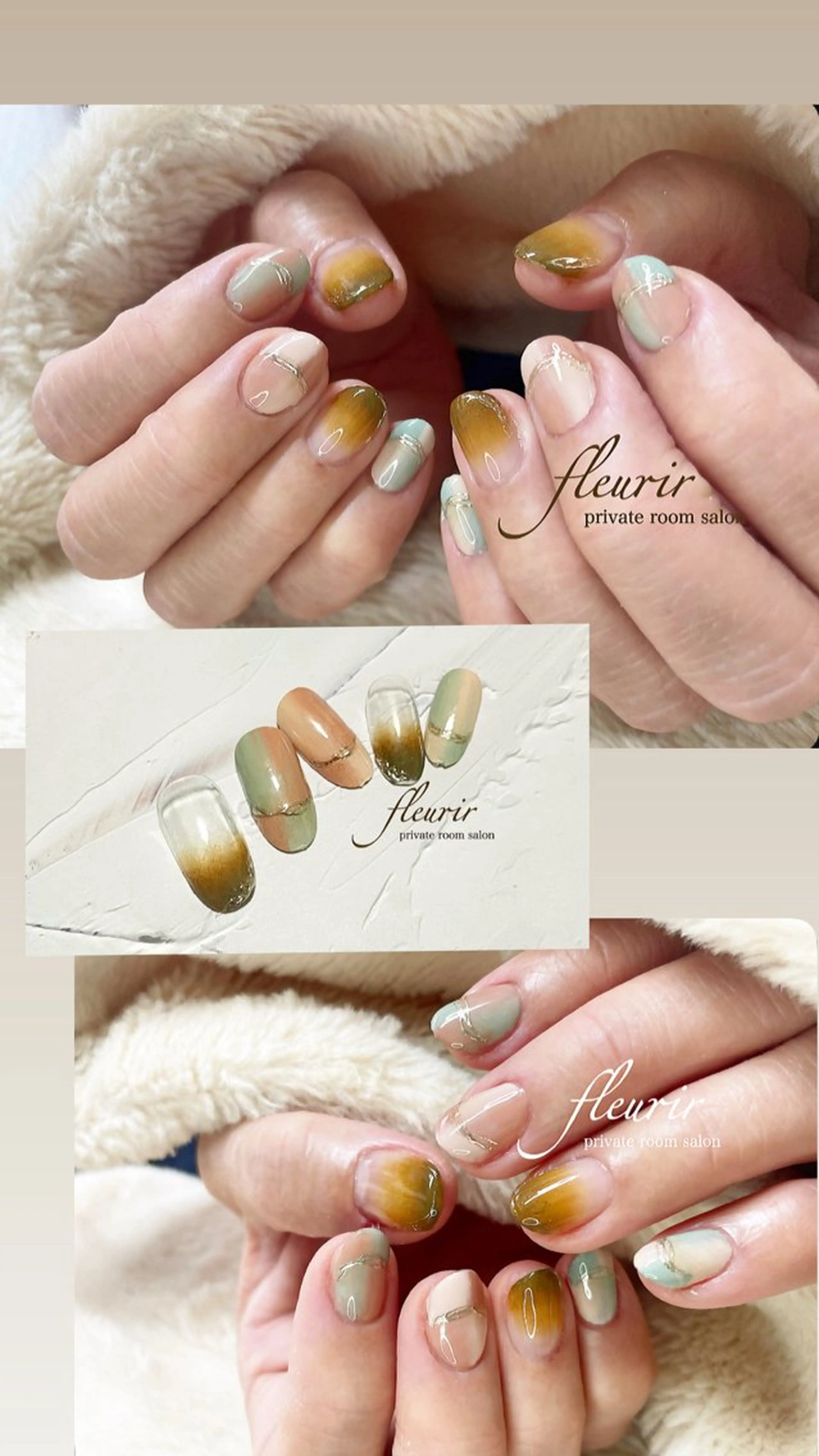 ネイル グラデーション ハンドネイル フルリール 【プライベートサロンのネイルデザイン