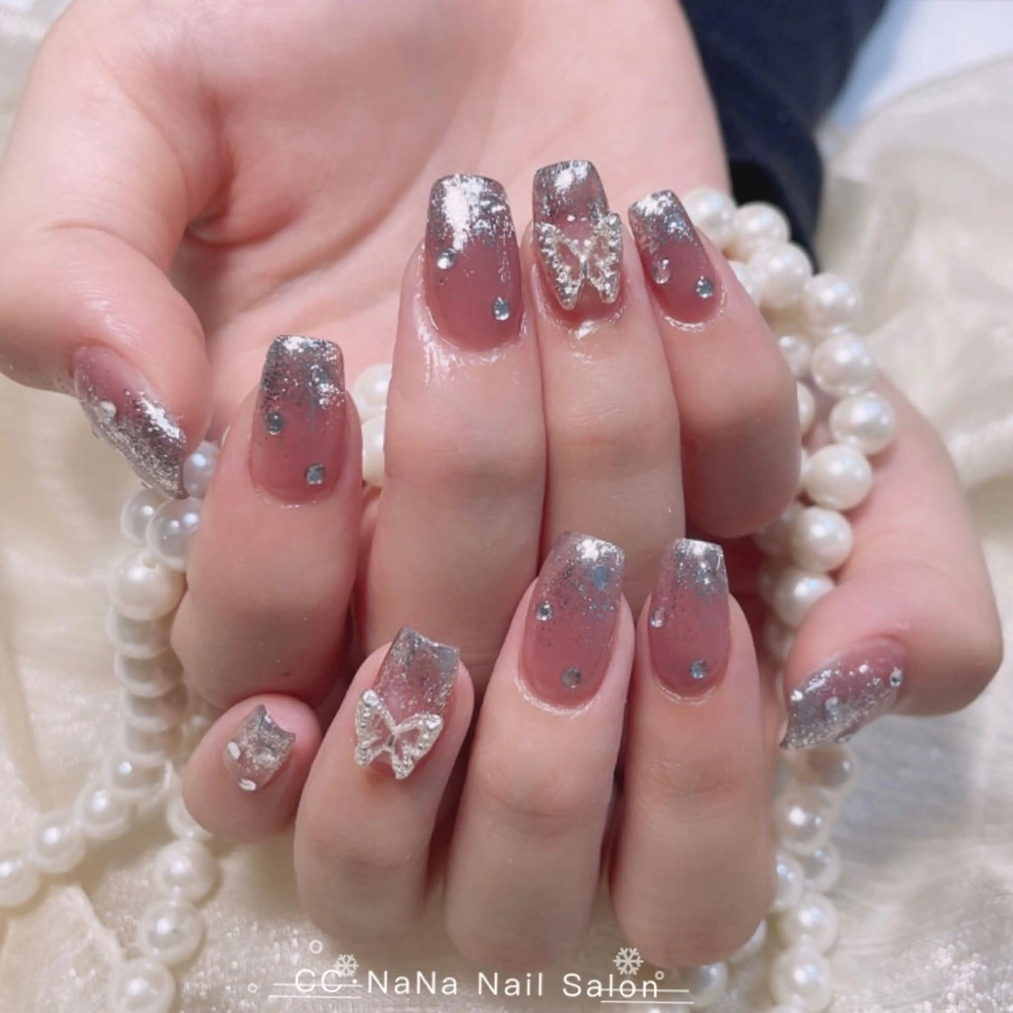 【🉐1日1名限定見れてるお得】本格の蝶々ワンホンネイル7980->5980♥️ 春ネイル☘️お花見ネイル🌸の写真