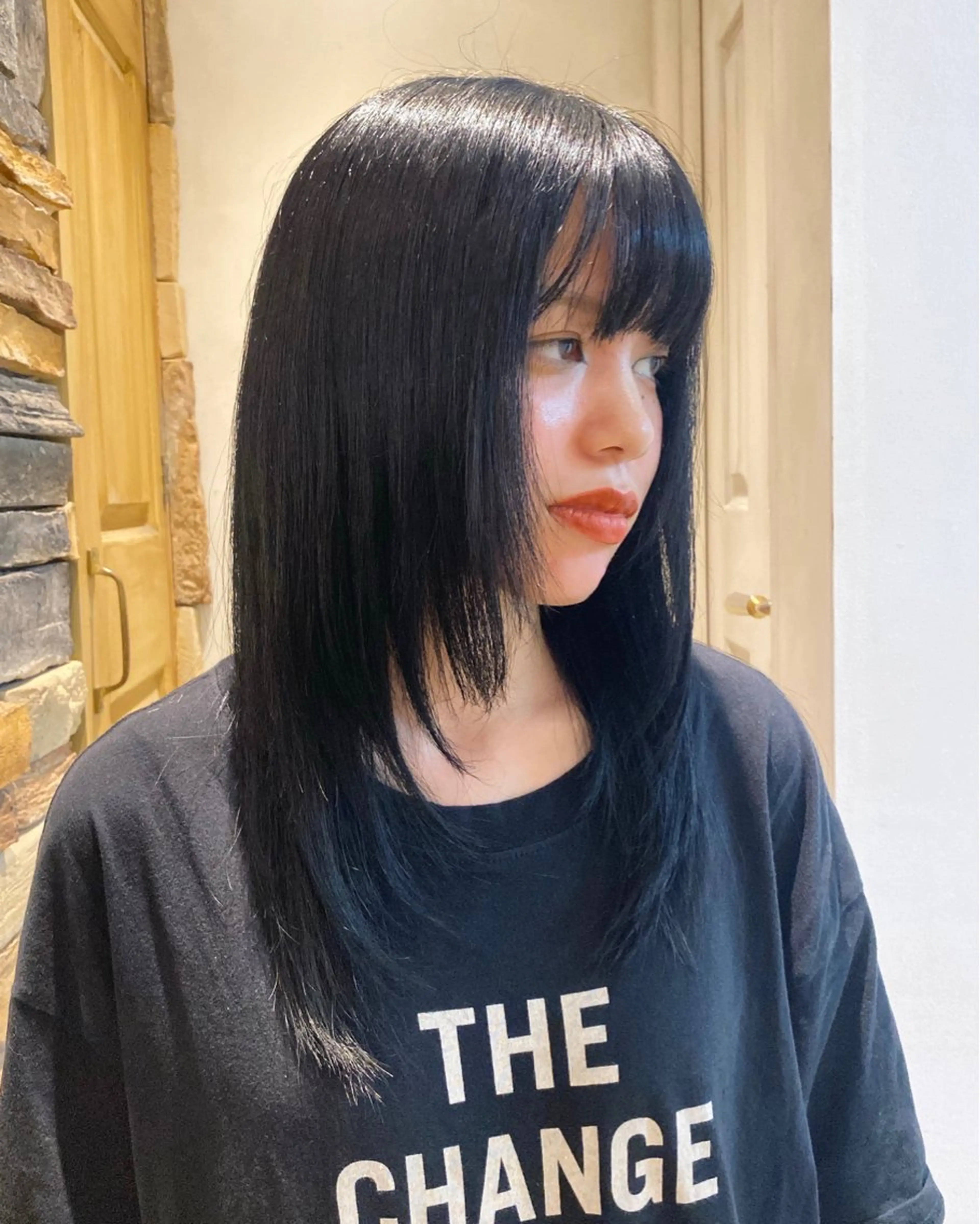 セミロング 顔周りカット ウルフカット カット 千 田のヘアスタイル