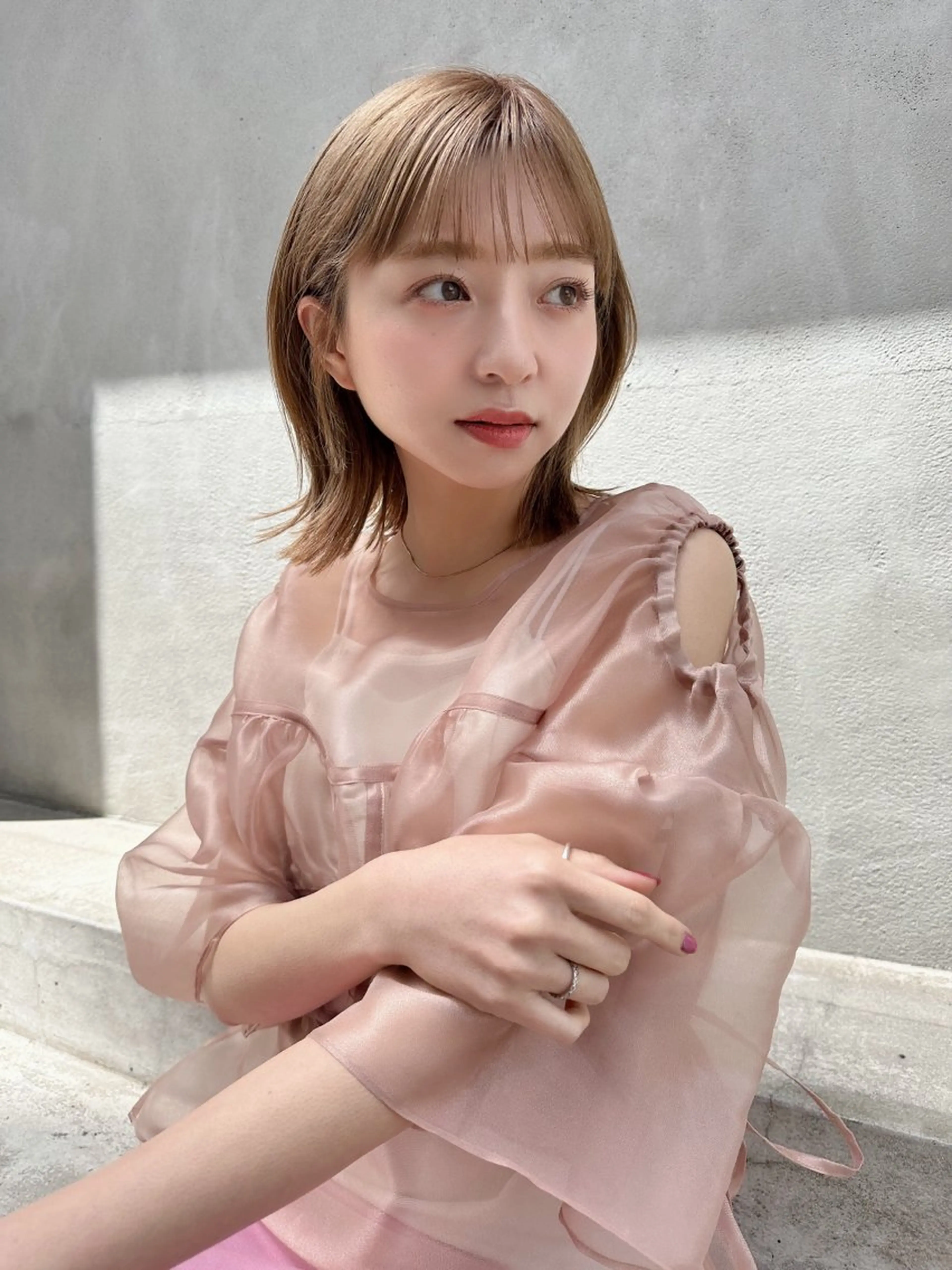 ミディアム カラー ヘアアレンジ 優李 ゆうり‪のヘアスタイル