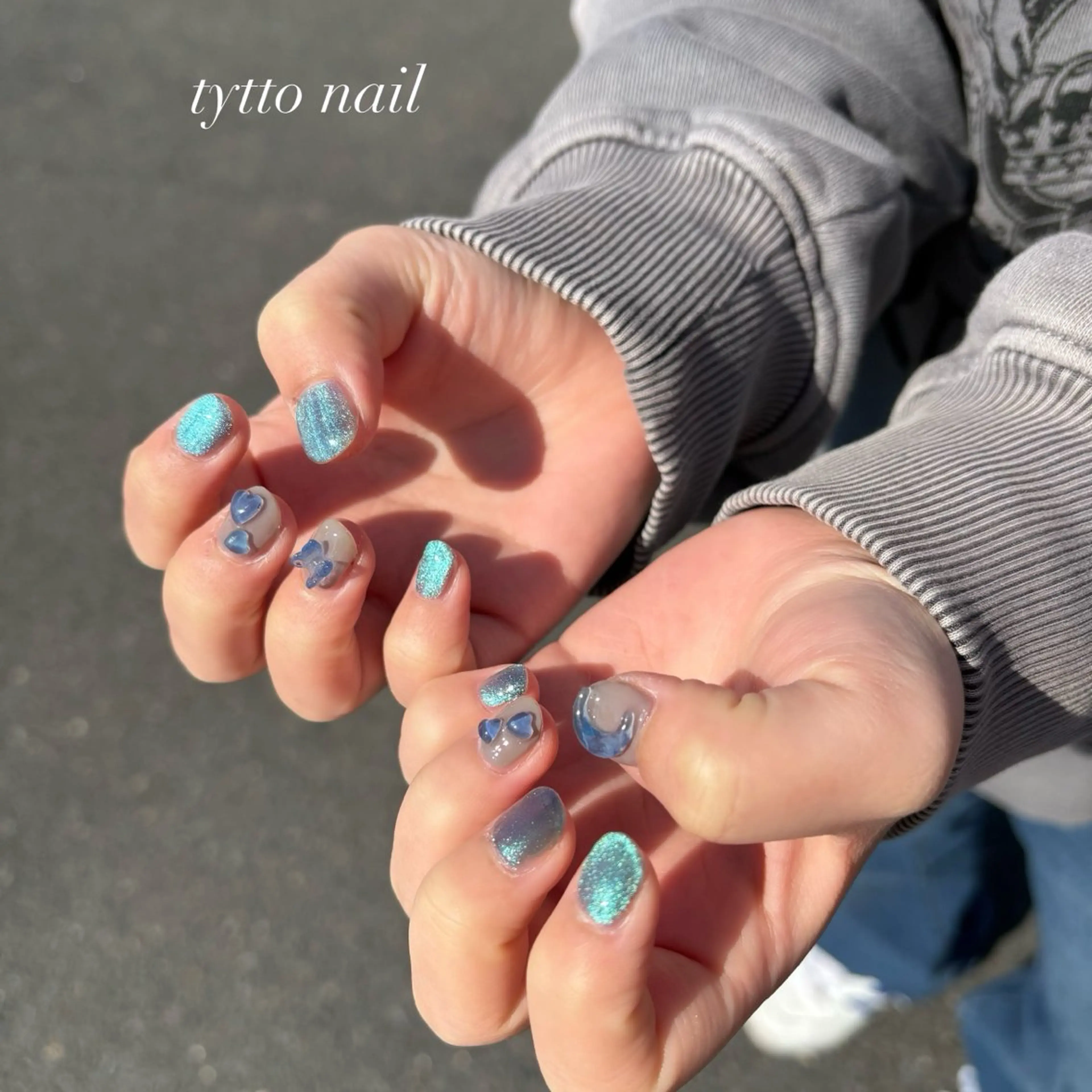 ネイル フラッシュネイル フレンチネイル ガーリー ハート ホログラムネイル tytto nail ❤︎‪‪eri‪‪のネイルデザイン