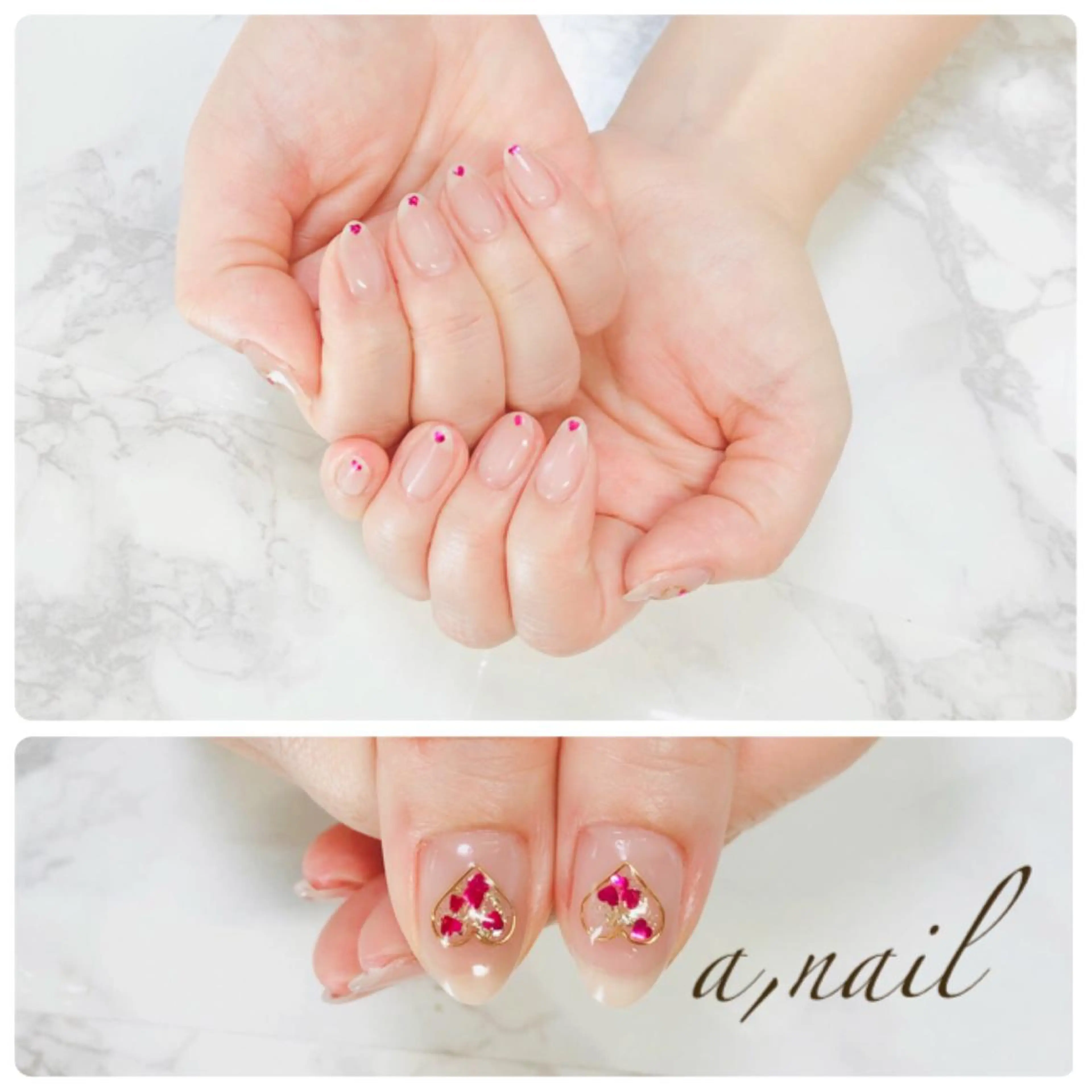 ネイル フットネイル ジェルネイル グラデーション ハート オフィスネイル ハンドネイル ネイルサロン エーネイルのネイルデザイン