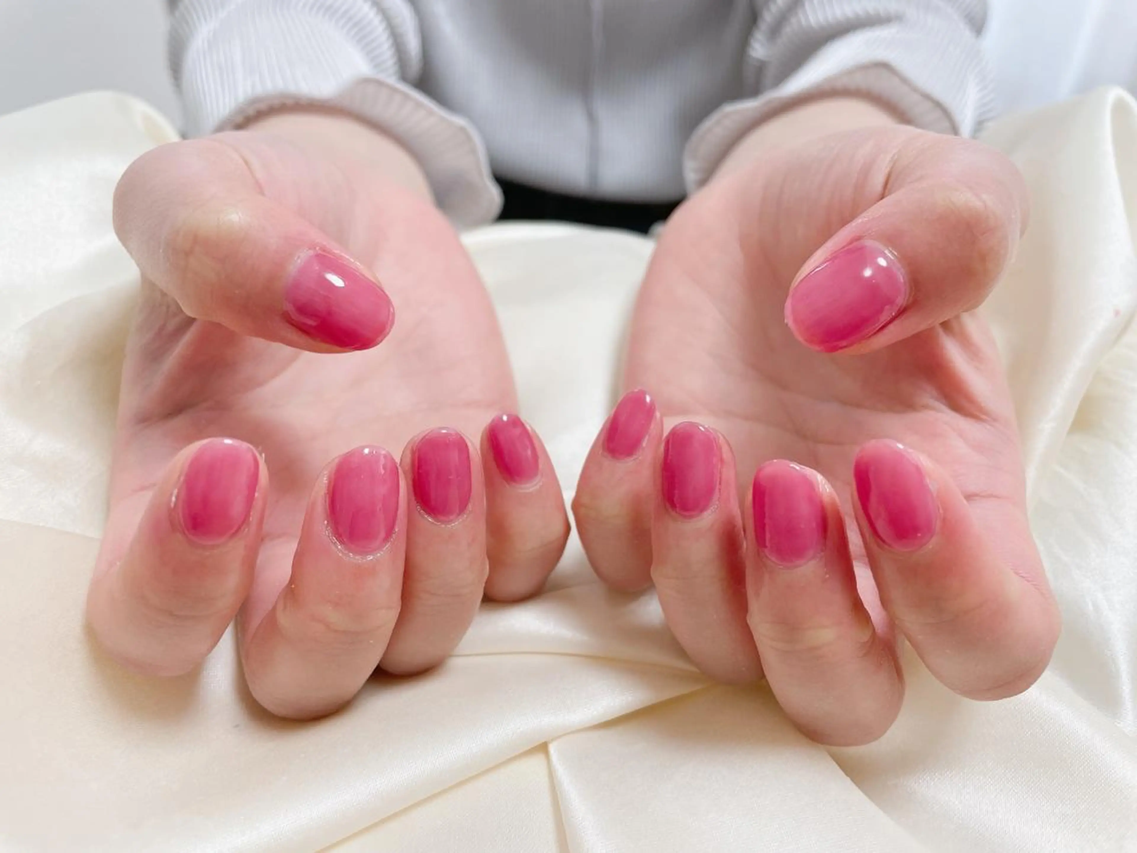 ネイル ワンカラーネイル ピンク Mogu nail 二子玉川のネイルデザイン