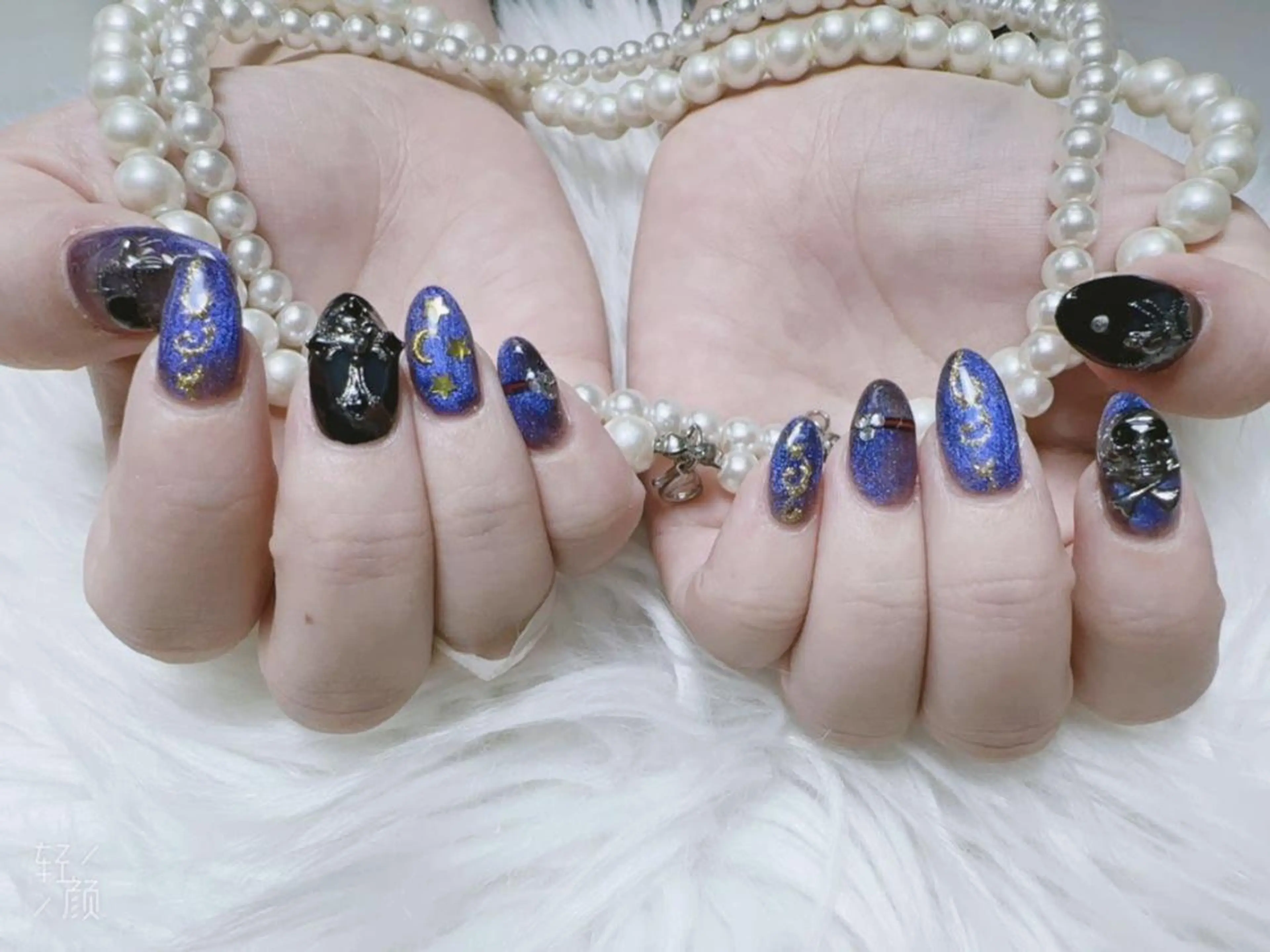 メンズ ネイル アートネイル フレンチネイル ジェルネイル キラキラネイル パラジェル Bloom kabukiのネイルデザイン