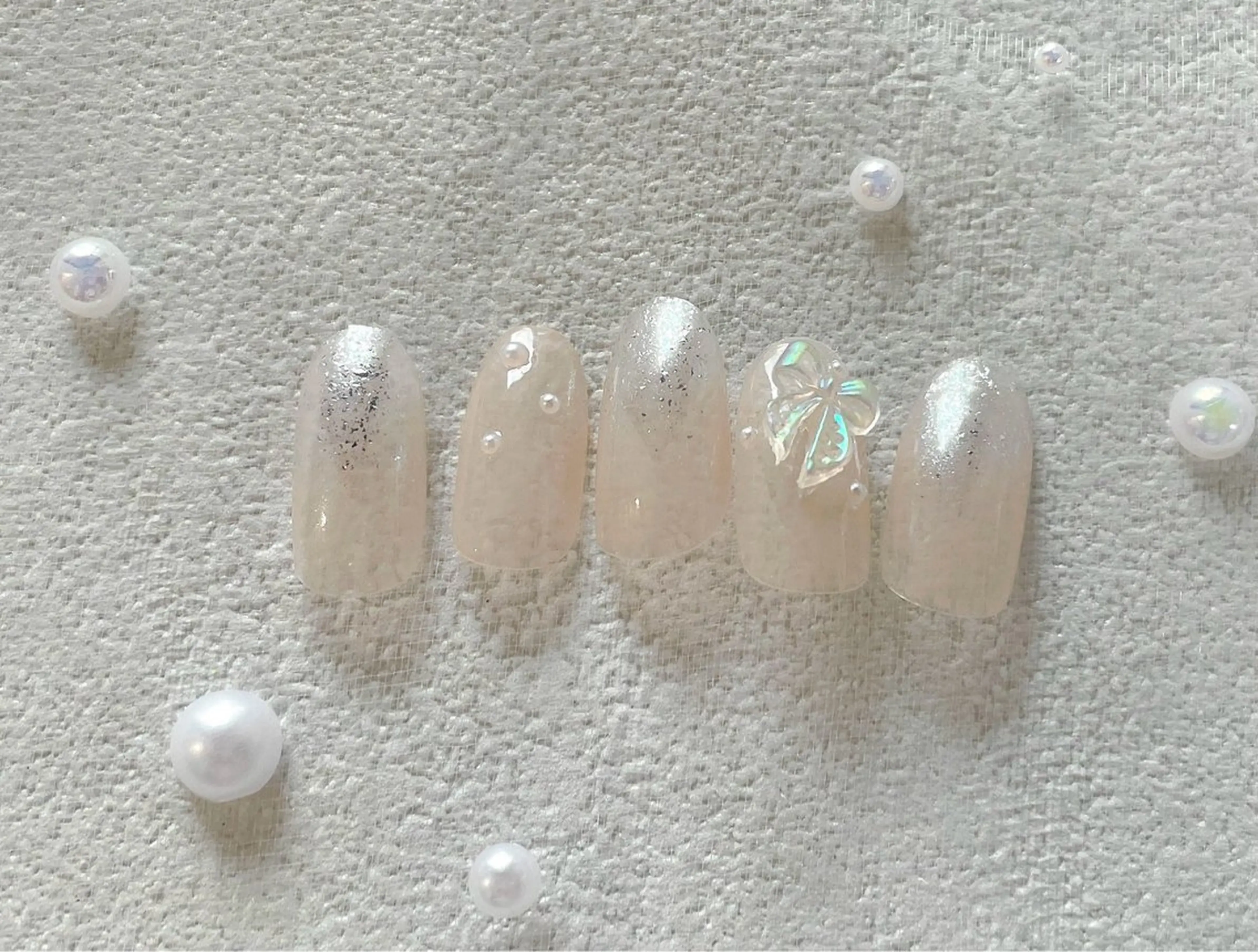 ネイル オーロラネイル ブルー フットネイル フレンチネイル ジェルネイル kiki nail たまプラーザのネイルデザイン