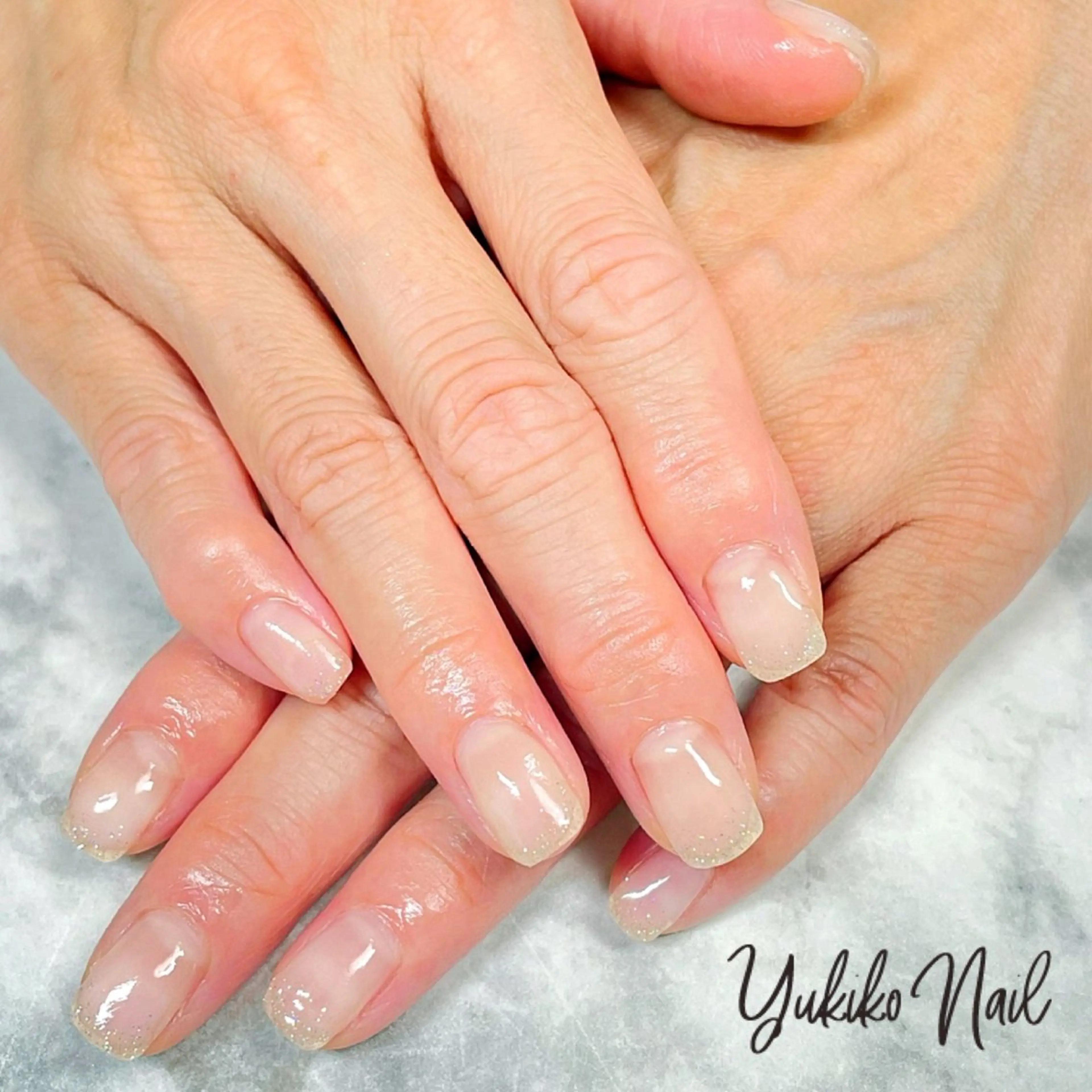 ネイル クリアネイル ジェルネイル ラメ(グリッター) オフィスネイル パラジェル ハンドネイル ユキコ ネイルのネイルデザイン