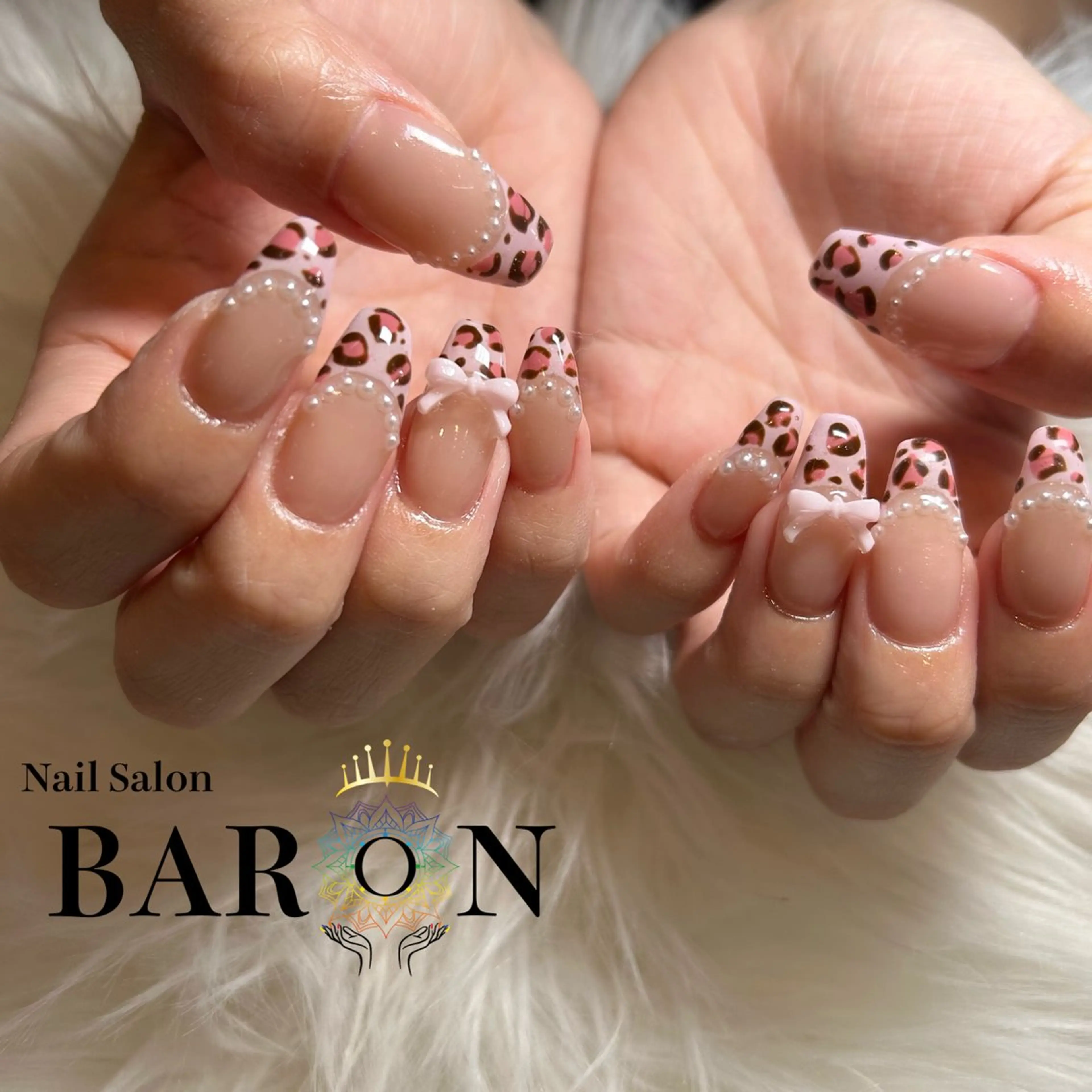 ネイル アニマル柄 フレンチネイル BARON MEGUMIのネイルデザイン
