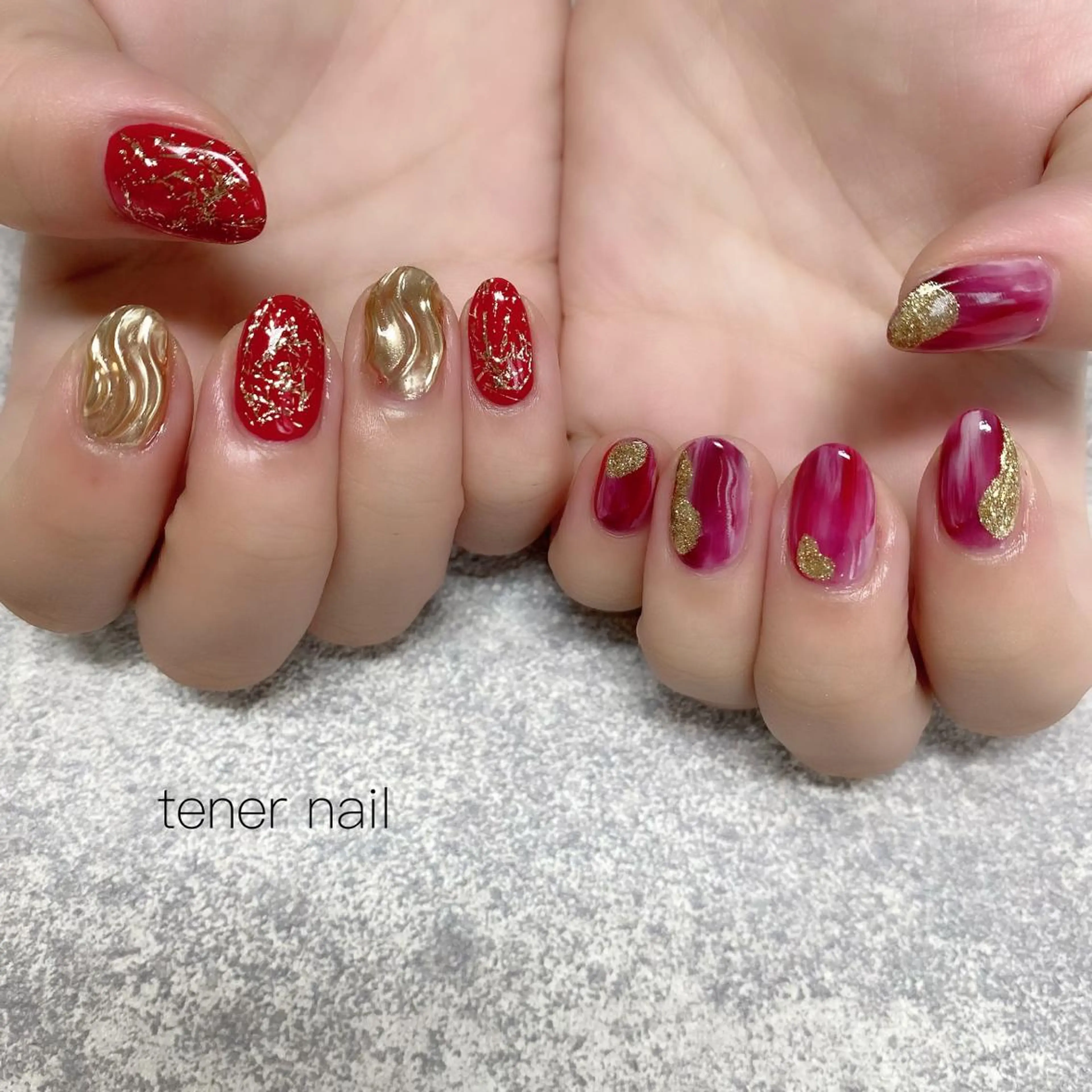 ネイル ニュアンスネイル 赤色 tener  nail  テネルネイル所属・テネルネイル tener nailのネイルデザイン
