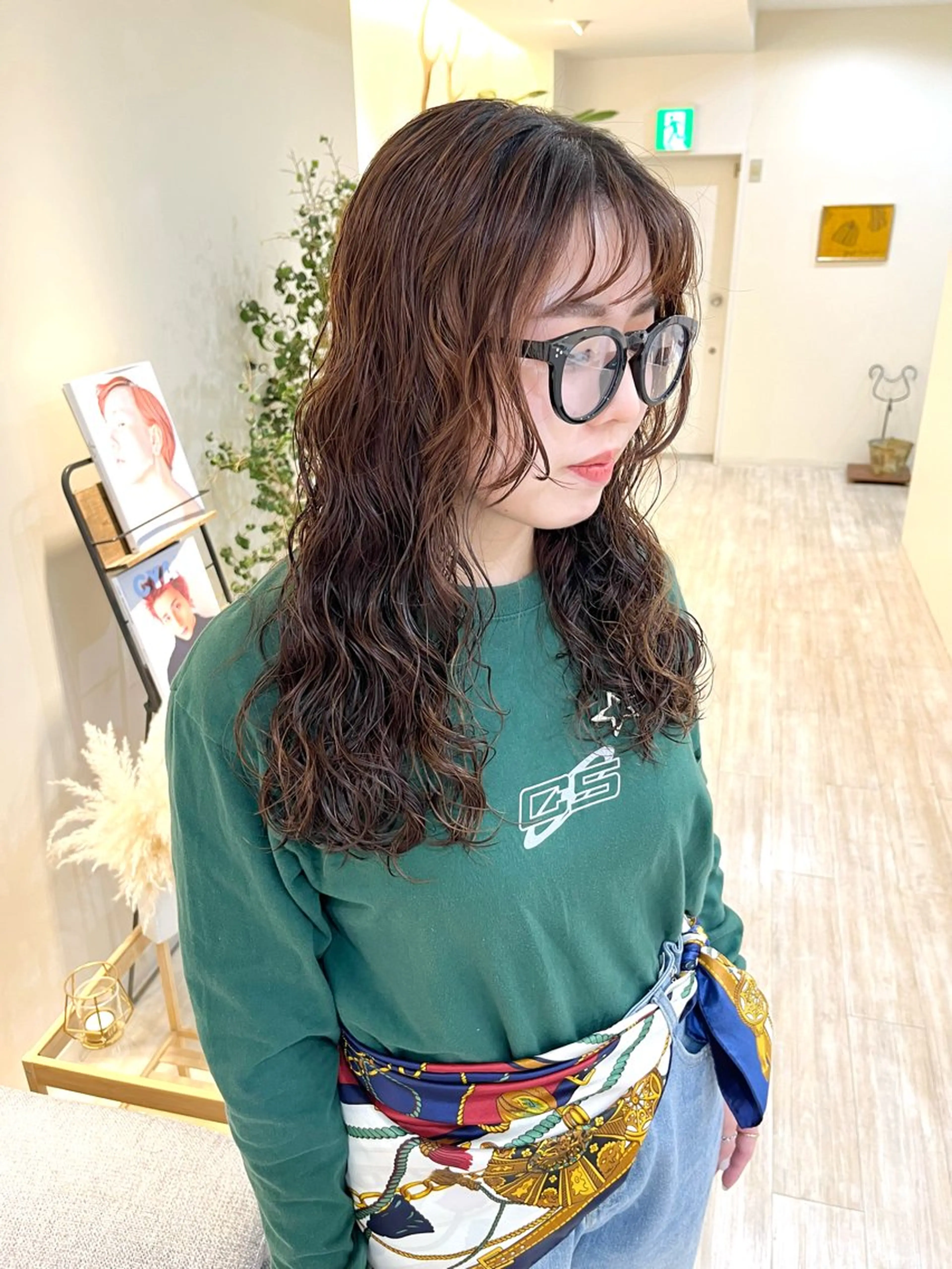 セミロング パーマ カット パーマ トリートメント つぼみ/パーマ ／レイヤー／ボブのヘアスタイル