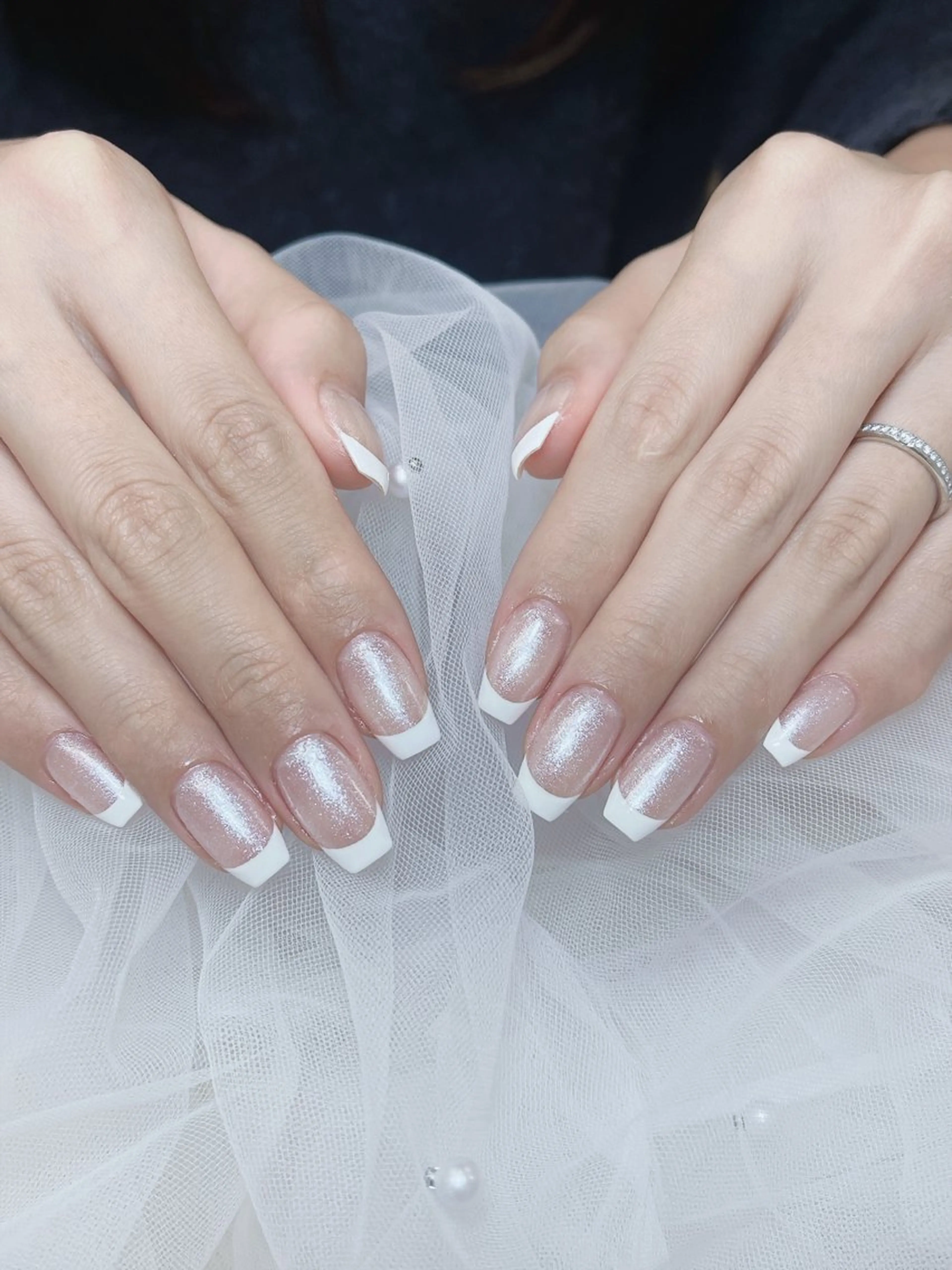 ネイル チークネイル 成人式 フレンチネイル グラデーション 氷ネイル・うるうるネイル ハンドネイル DUO MI所属・DUO   MI nail salonのネイルデザイン