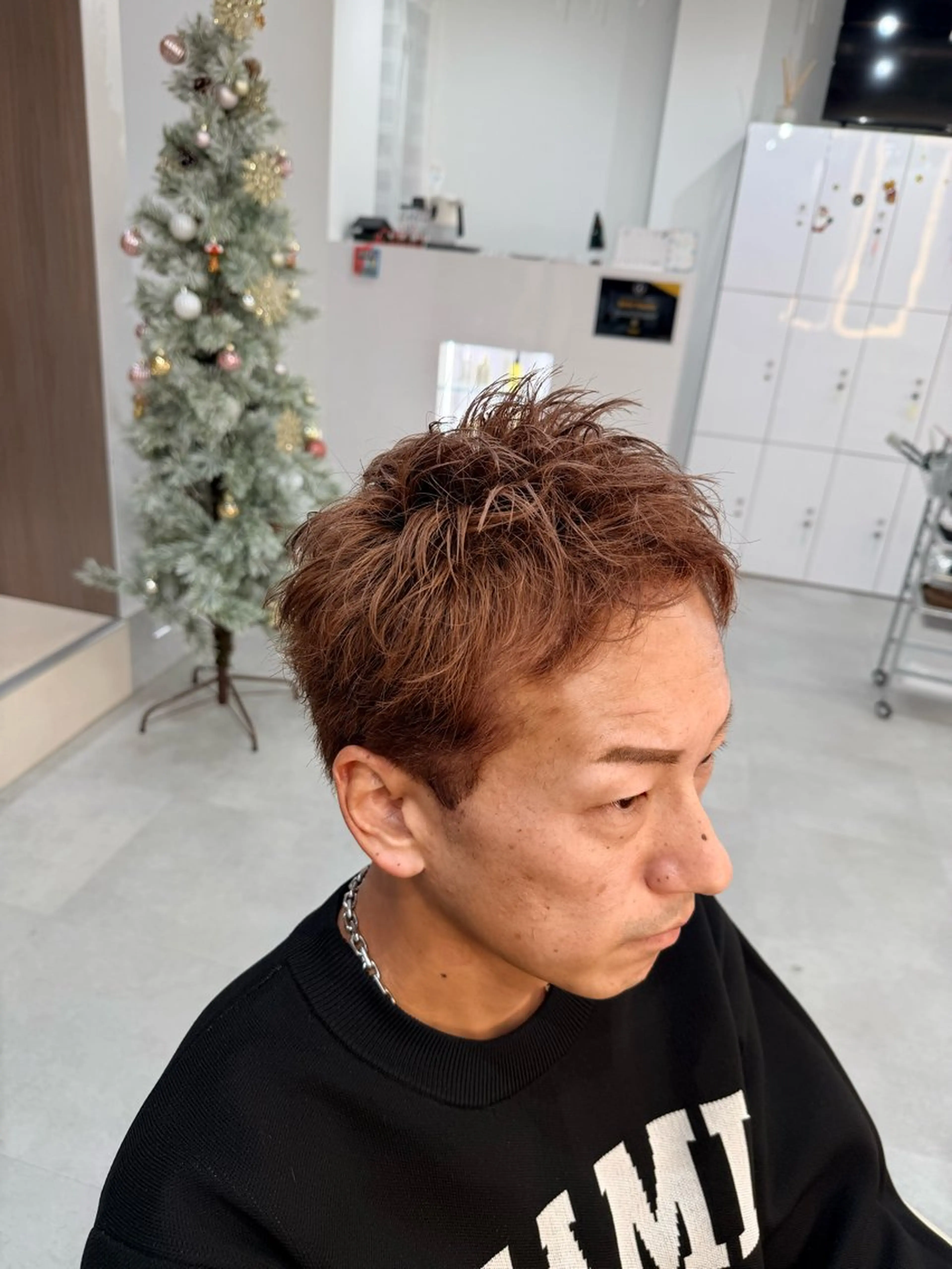ショート カラー メンズ カット ヘアカラー R/🤎 パーマ＆ブリーチ🔥のヘアスタイル