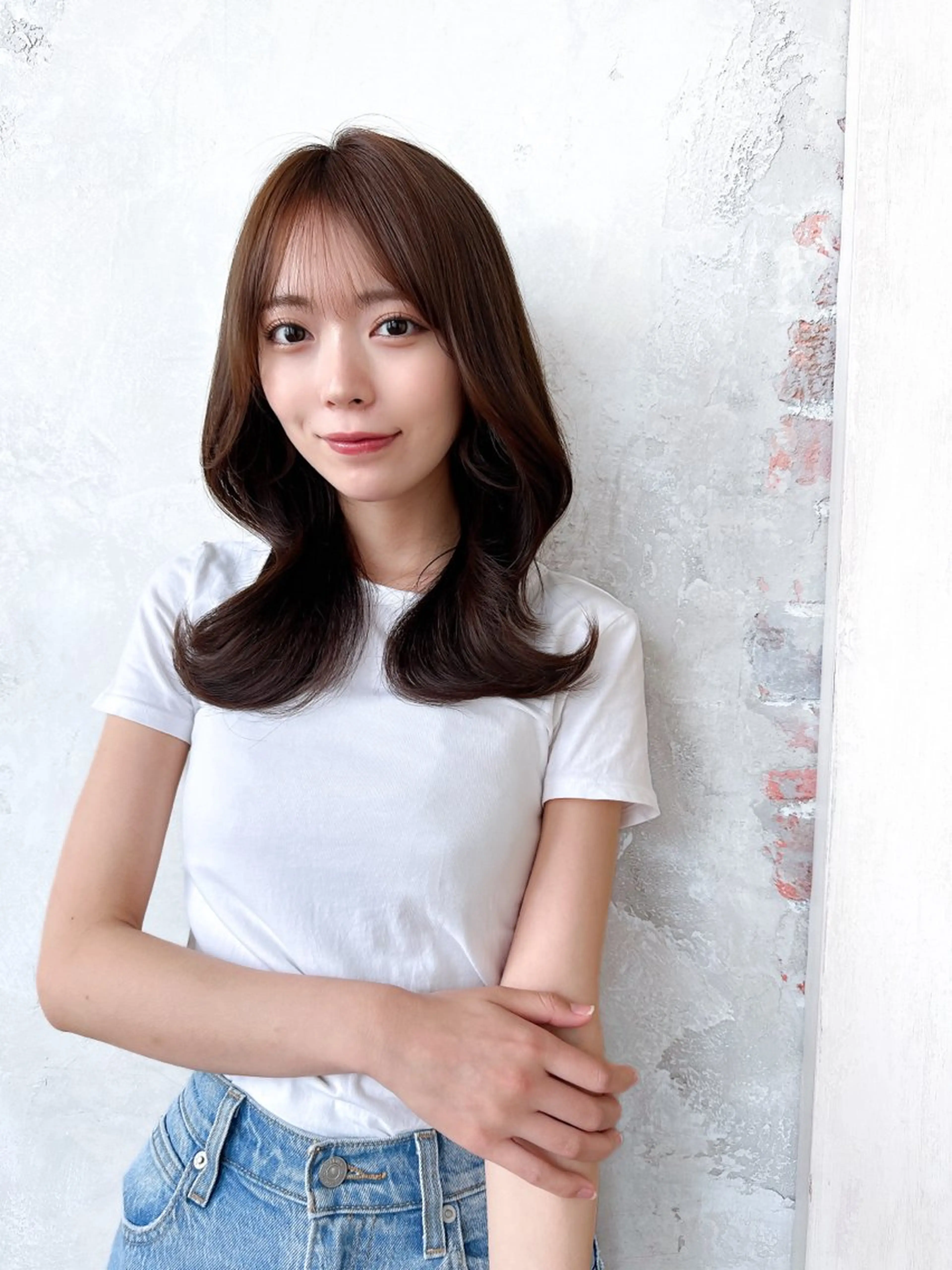 セミロング カラー ベージュカラー ブラウンカラー ブラウンベージュ くびれヘア 顔周りカット カット ヘアカラー トリートメント 顔周り/くびれヘア 韓国ヘア💕風間るなのヘアスタイル