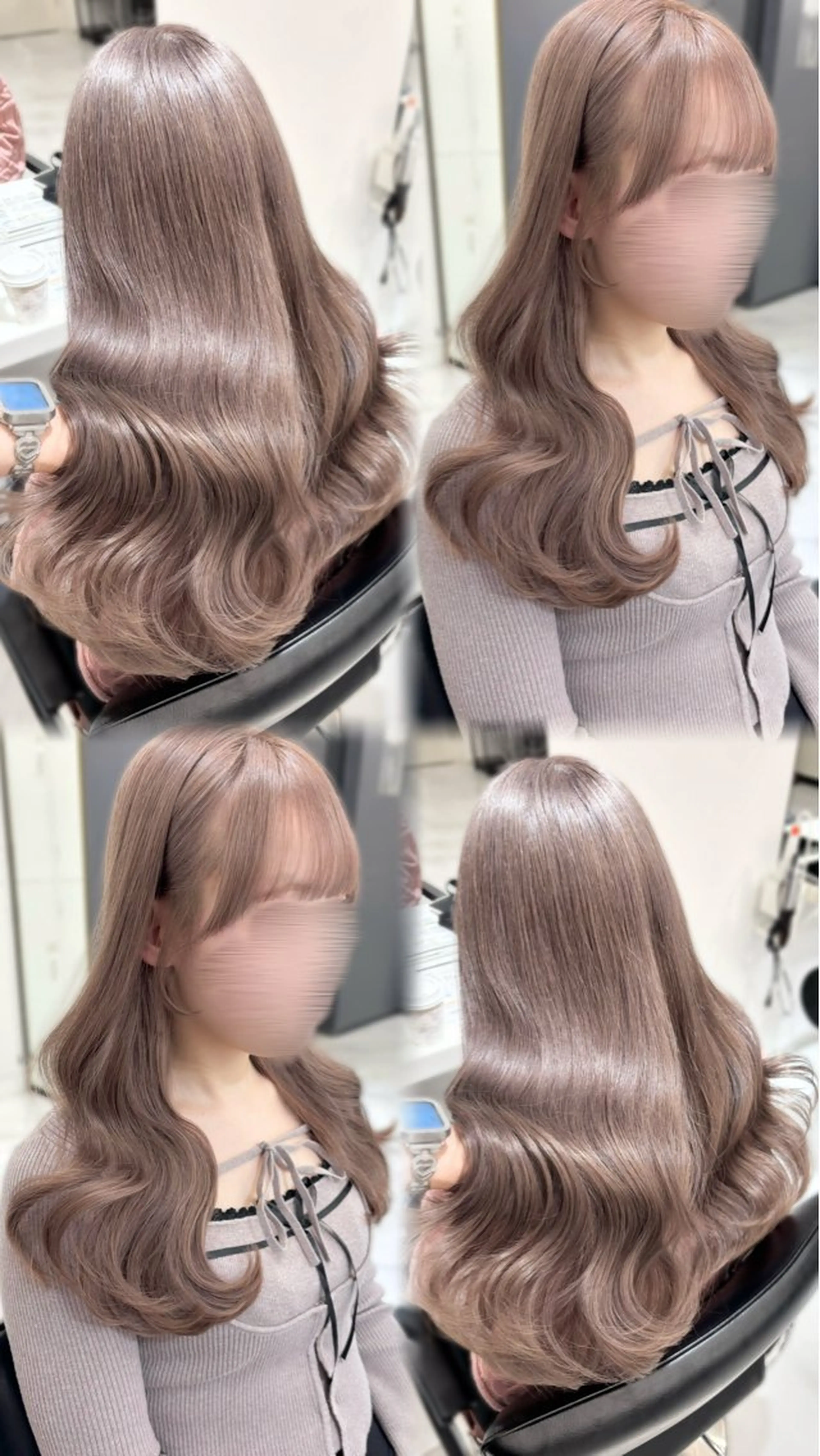 セミロング カラー ブリーチ グレージュ ミルクティーグレージュ 顔周りカット カット ヘアカラー トリートメント 盛れる顔周り🤍渋谷 Risa🎀のヘアスタイル