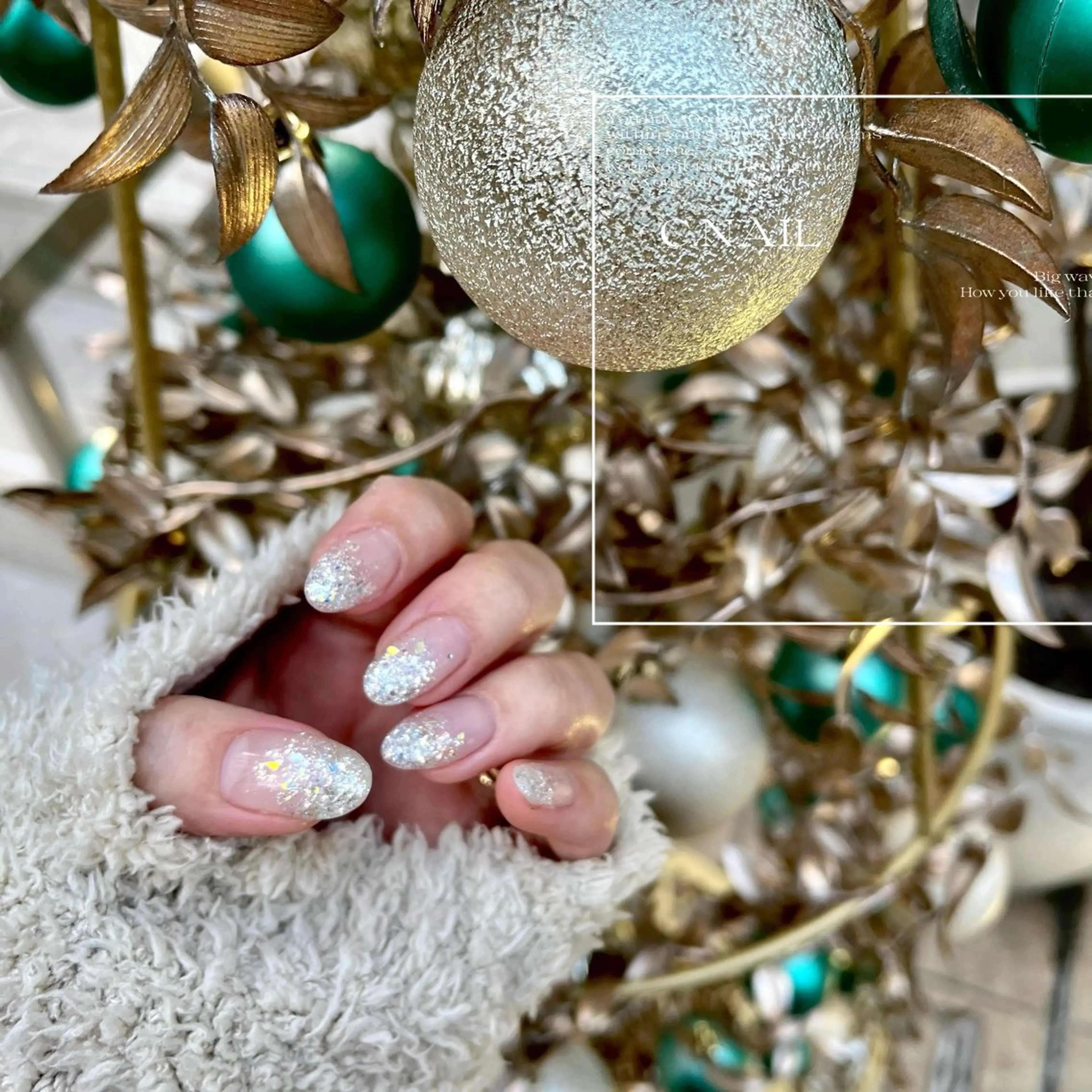 ネイル ラメ(グリッター) ラメグラデーション 冬ネイル クリスマス C.Nail &Eye筑紫駅のネイルデザイン