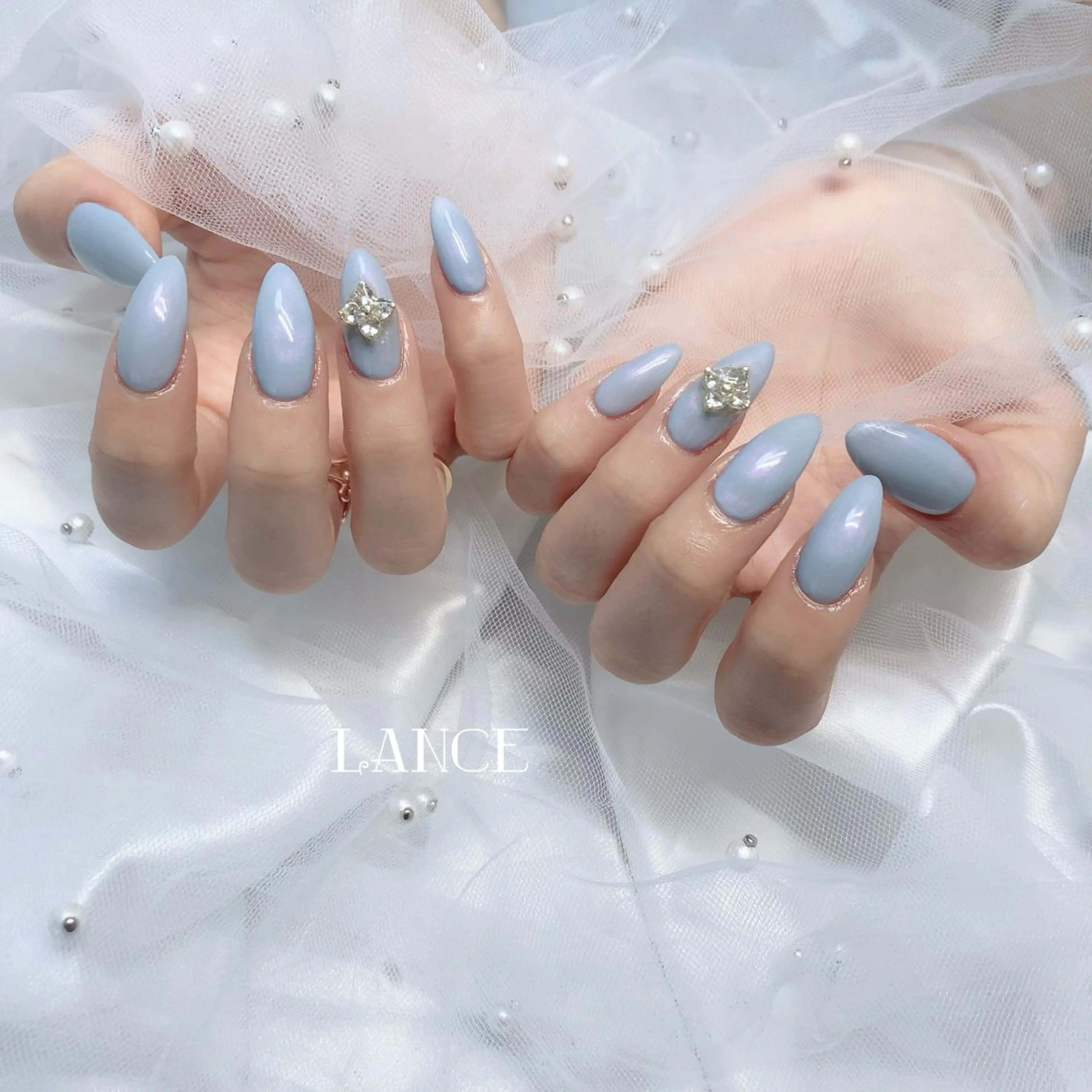 ネイル オーロラネイル フレンチネイル キラキラネイル 韓国ネイル ピンク Lance nailのネイルデザイン