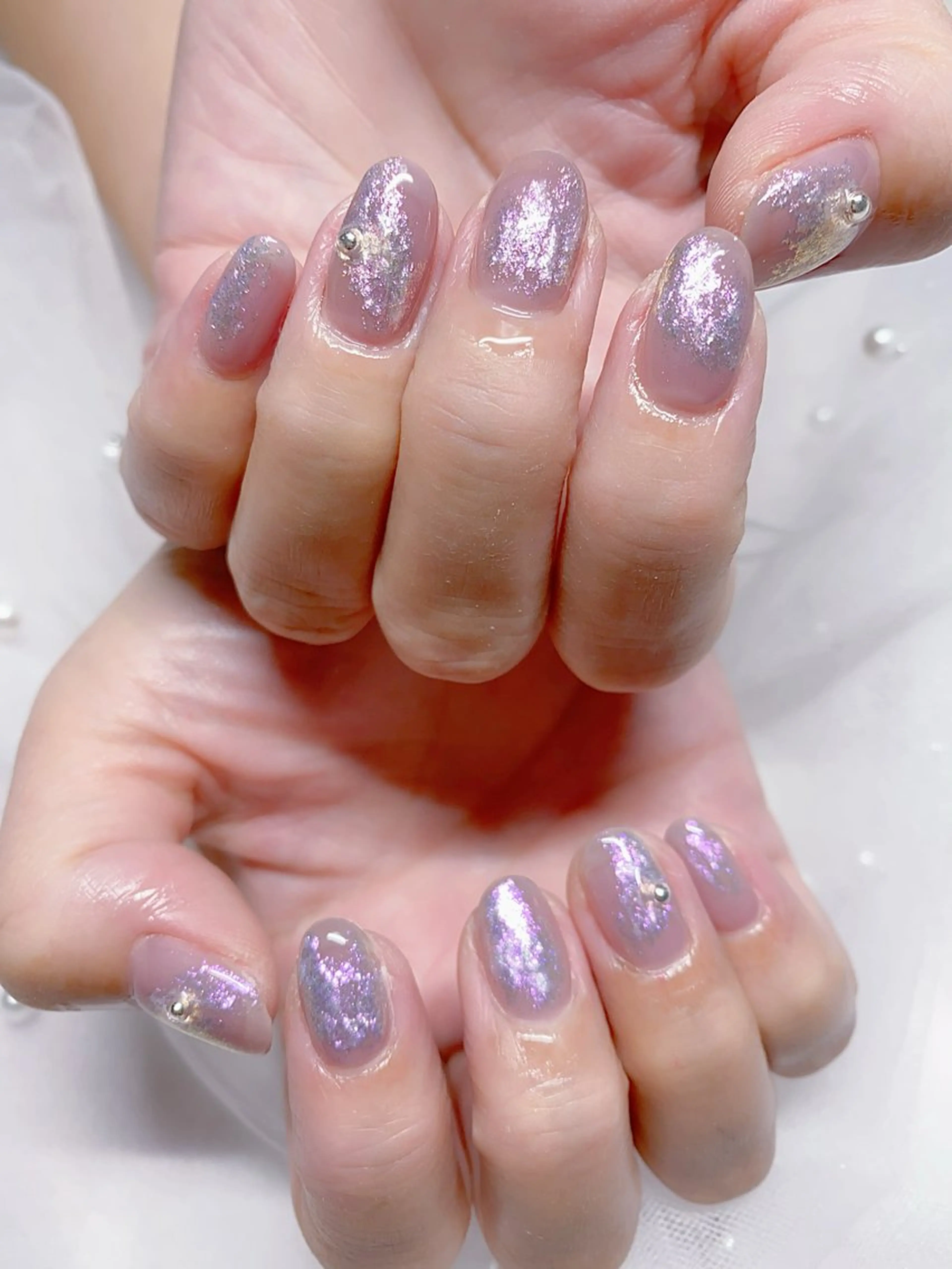 ネイル オーロラネイル ニュアンスネイル ハンドネイル Jasmine nailsalon所属・ジャスミン ネイルサロンのネイルデザイン