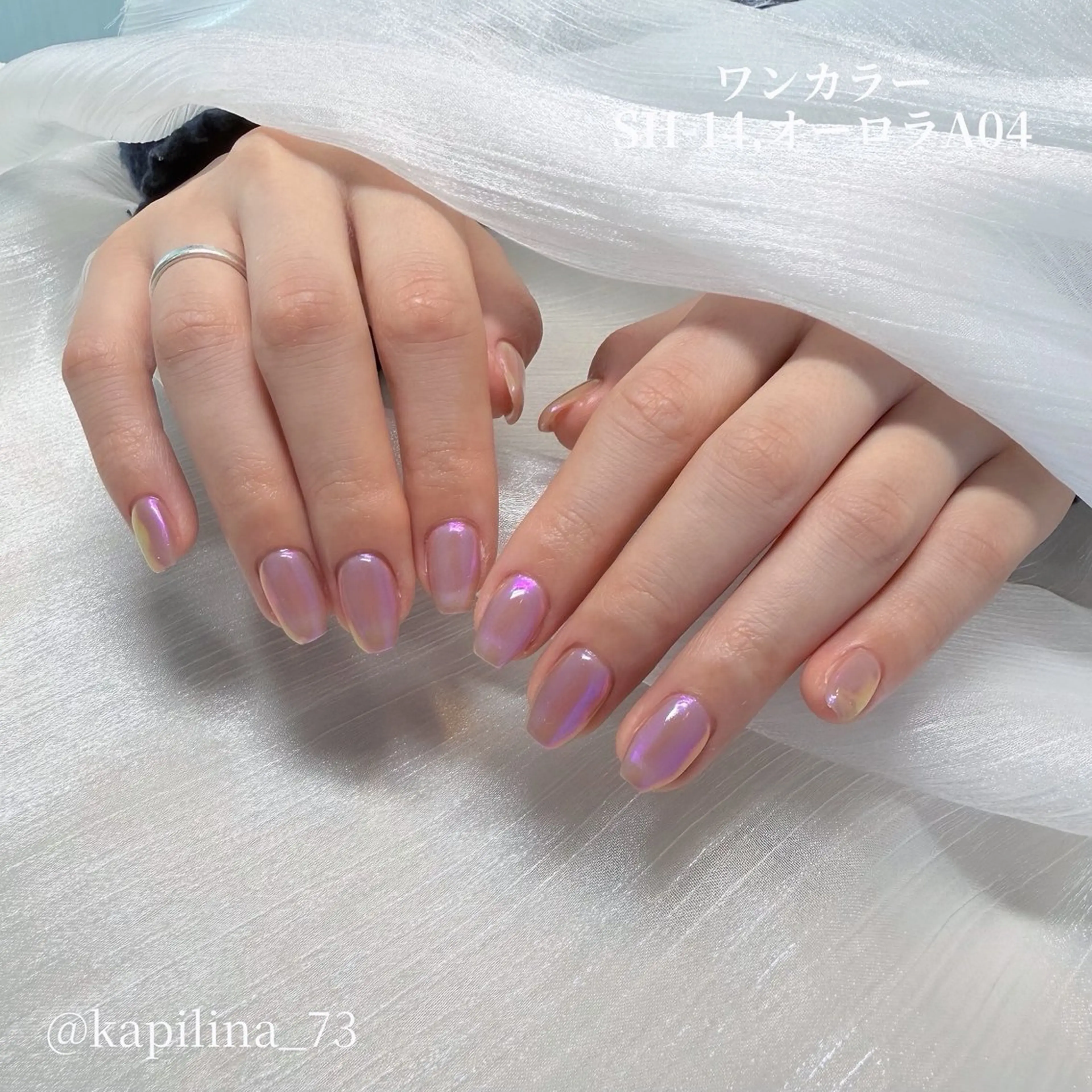 ネイル オーロラネイル ワンカラーネイル ハンドネイル Nailsalon Ka pilina所属・Ka pilina MOMOのネイルデザイン