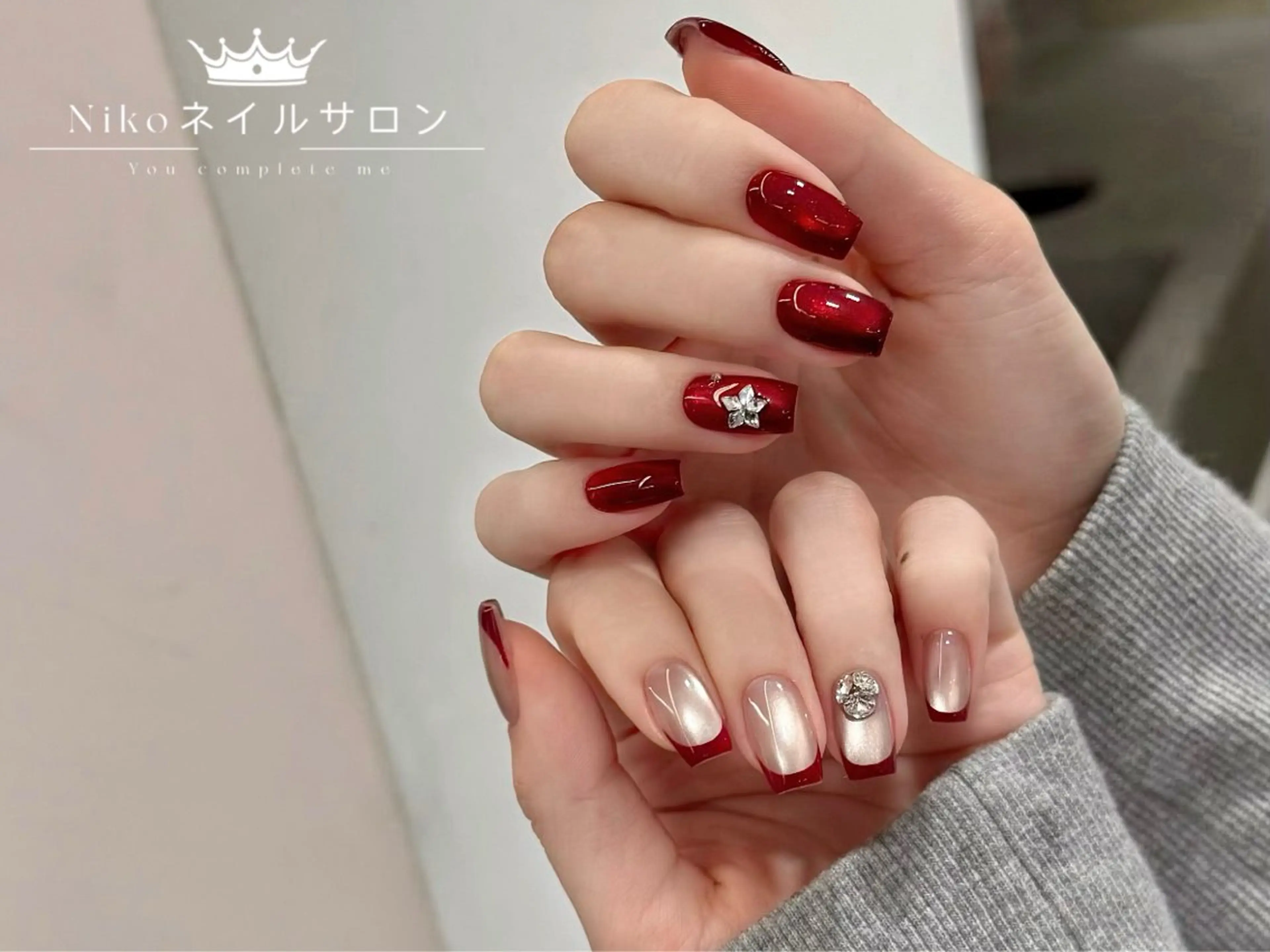 ネイル チークネイル フットネイル フレンチネイル ジェルネイル ガラスフレンチ Nikosalon rikoのネイルデザイン