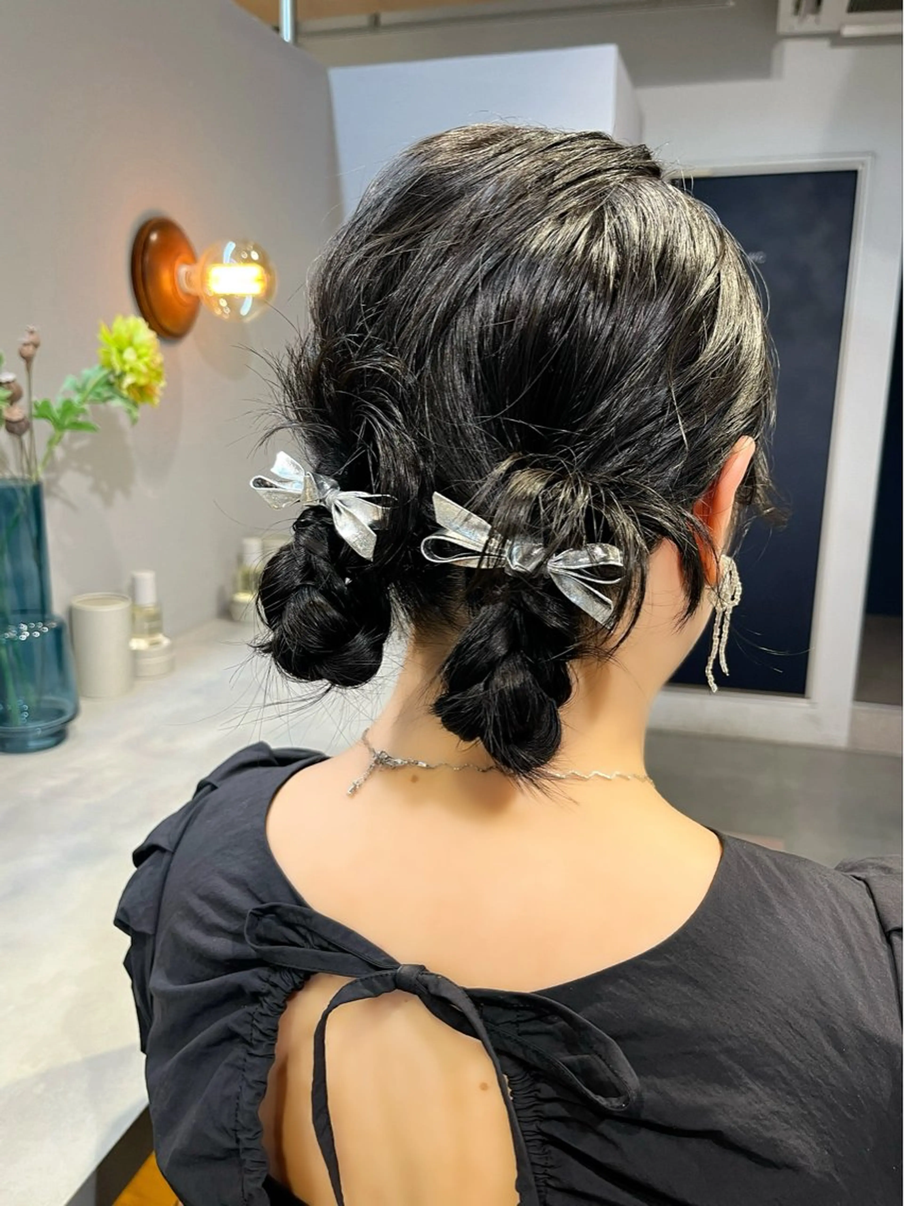 ミディアム ヘアアレンジ お団子ヘア ヘアセット 🌷レイヤーカット/ フルキシオリ🌷のヘアスタイル
