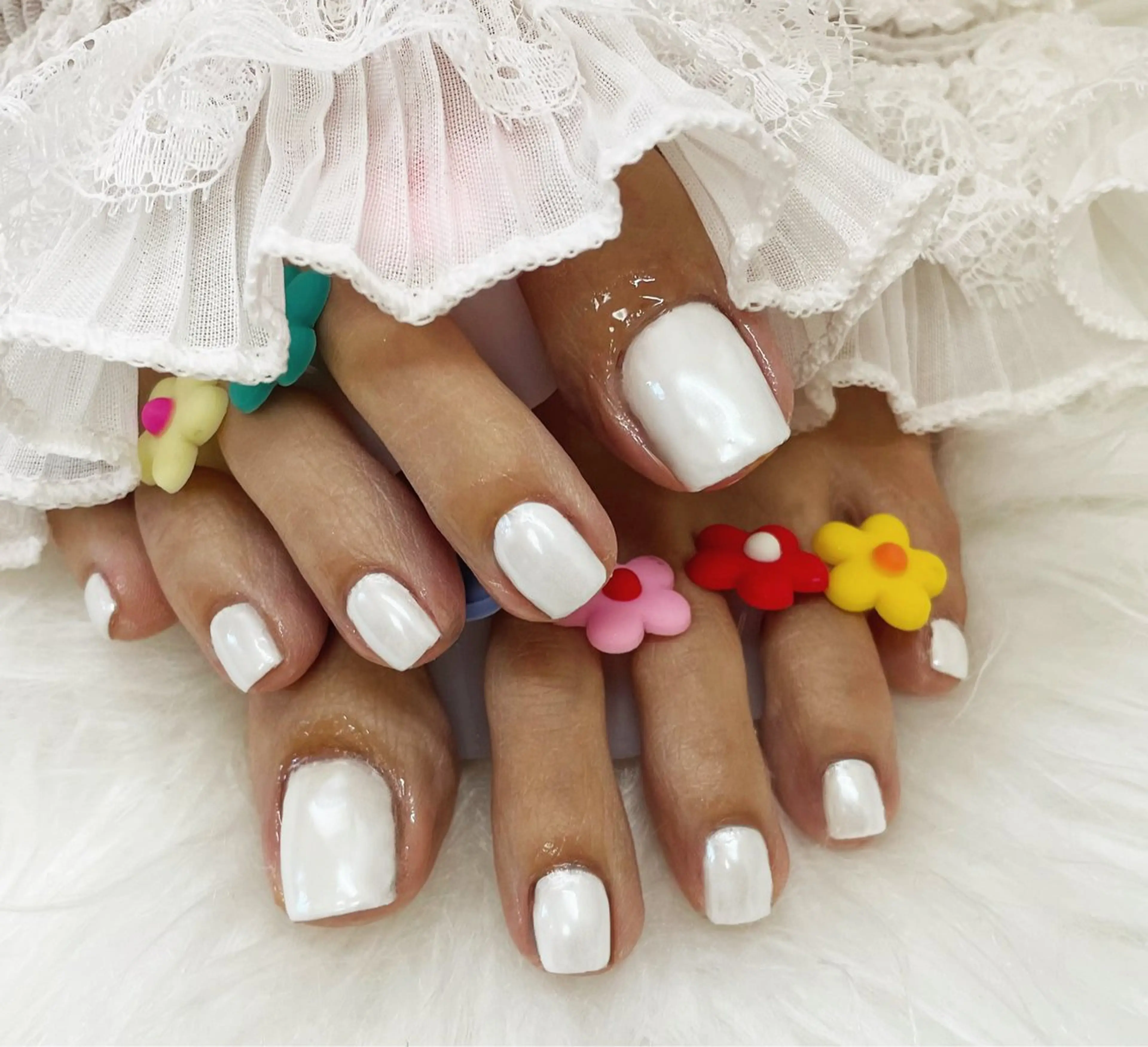 🌸ワンカラーフットネイル＋オーロラパウダー(オフ込み)の写真