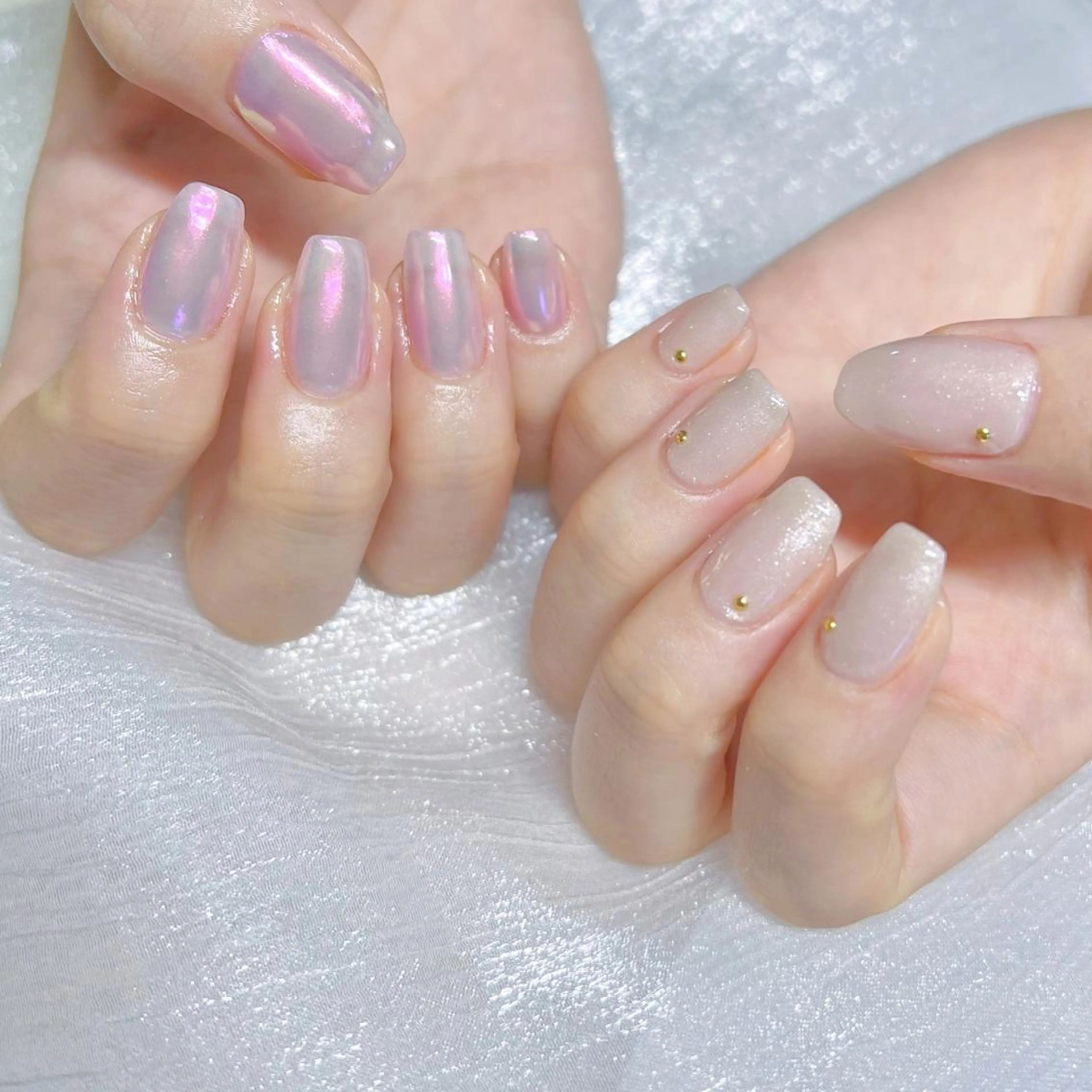 ネイル オーロラネイル フットネイル フレンチネイル ジェルネイル 韓国ネイル ハンドネイル ハンドケア 【ENサロン】 Rei🎀Nailのネイルデザイン