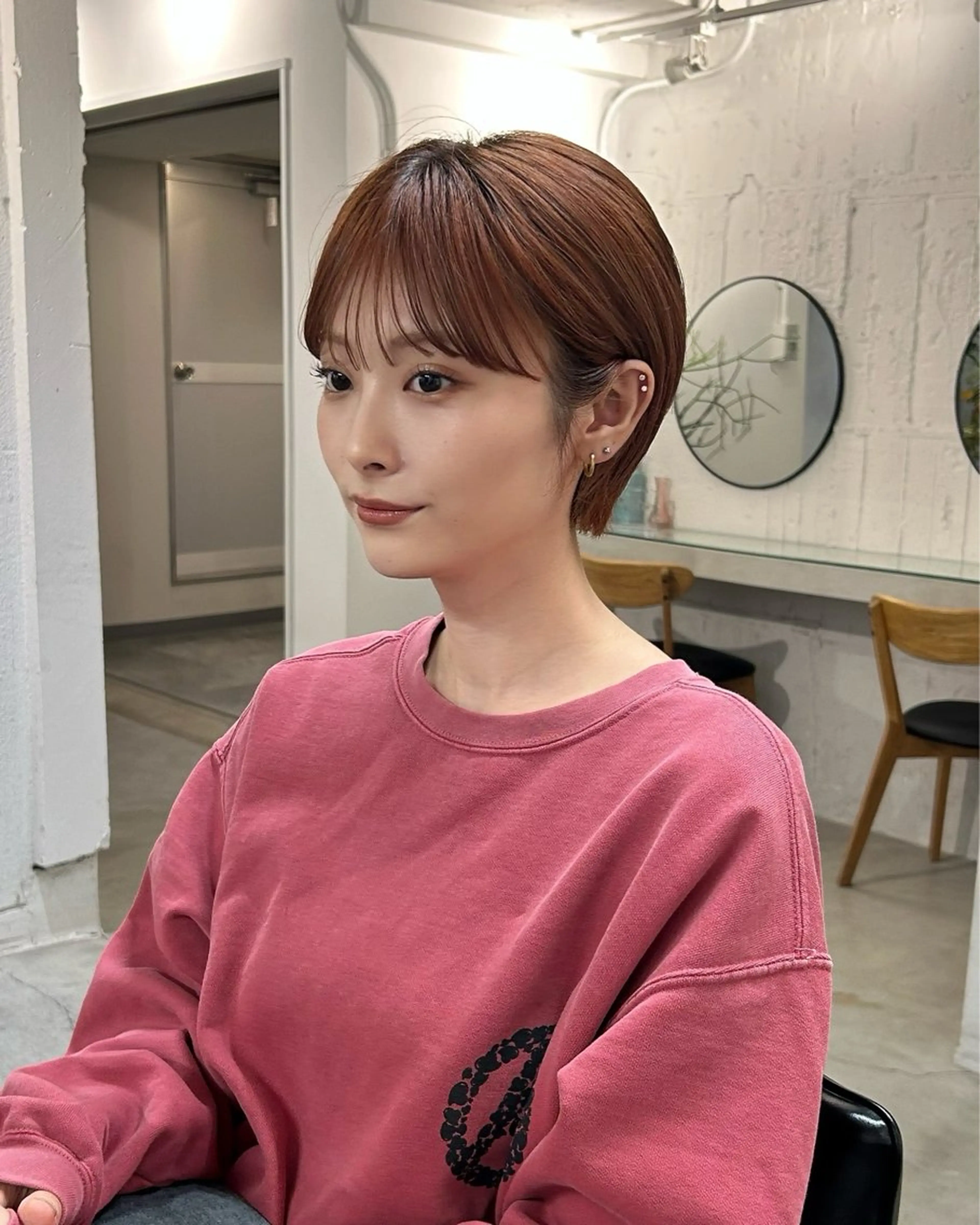 ショート カラー オレンジ ショートヘア カット ヘアカラー トリートメント ❤️ショートカット ・顔周りカット❤️のヘアスタイル